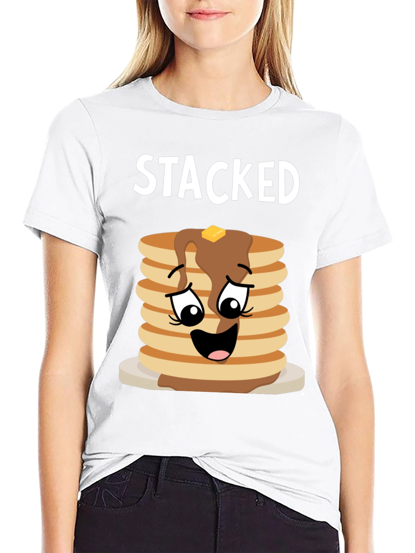 Stacked Pancakes Graphic Tee - Foodie T-Shirt