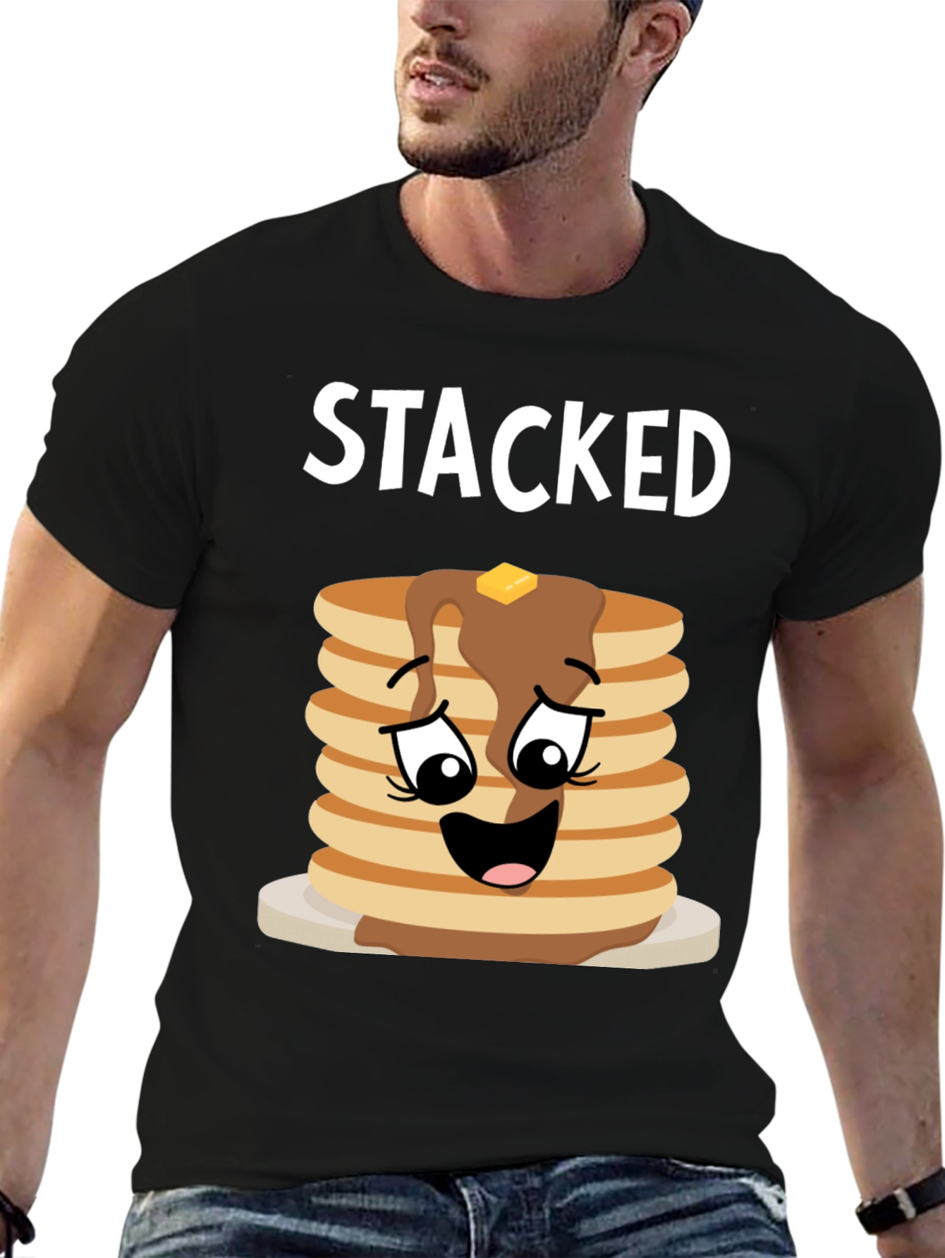 Stacked Pancakes Graphic Tee - Foodie T-Shirt