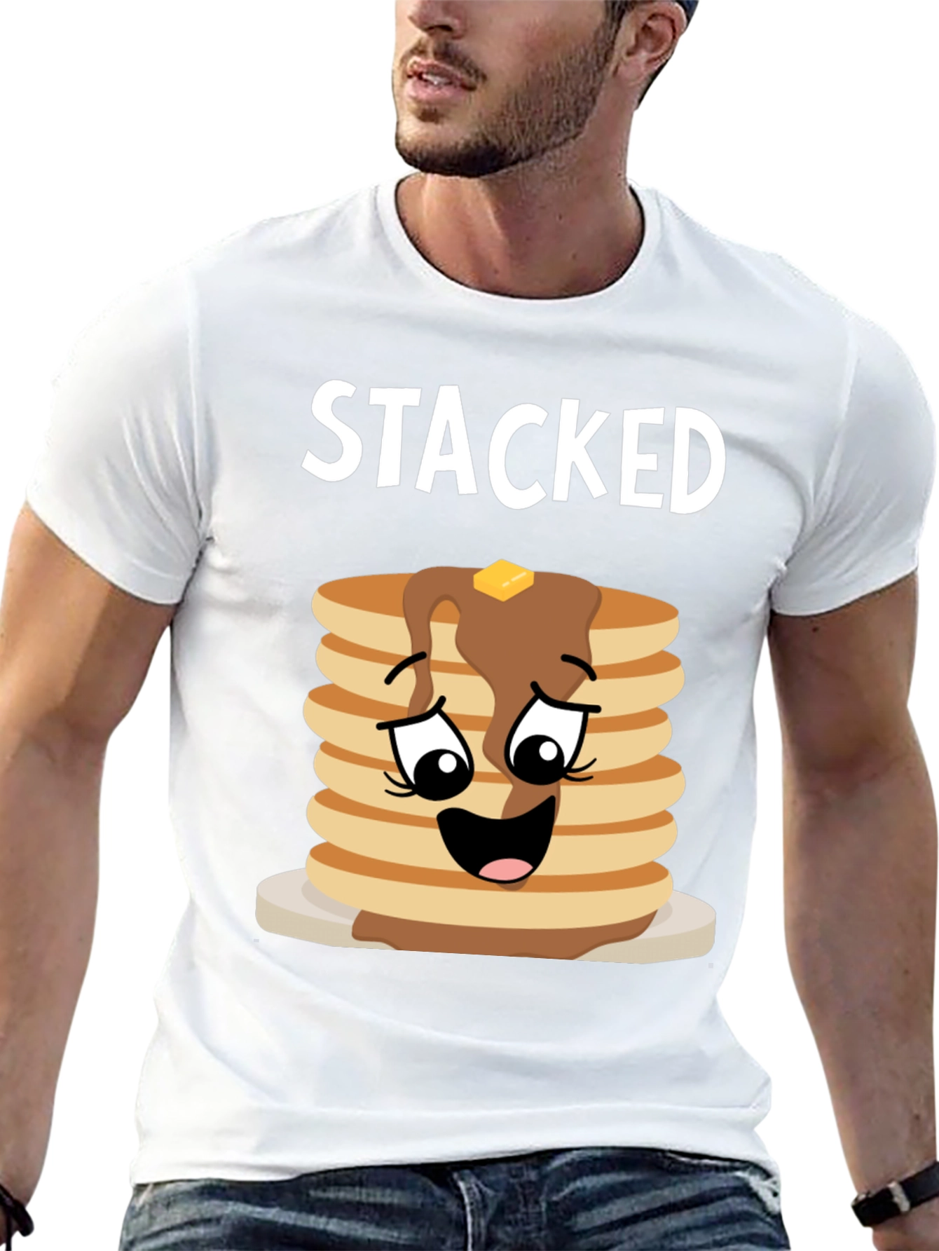 Stacked Pancakes Graphic Tee - Foodie T-Shirt