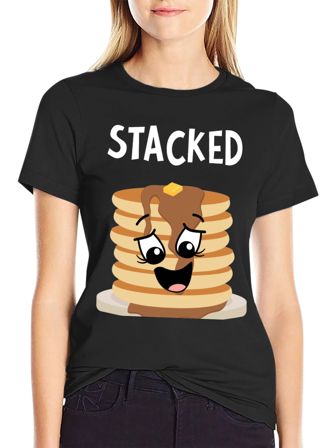 Stacked Pancakes Graphic Tee - Foodie T-Shirt