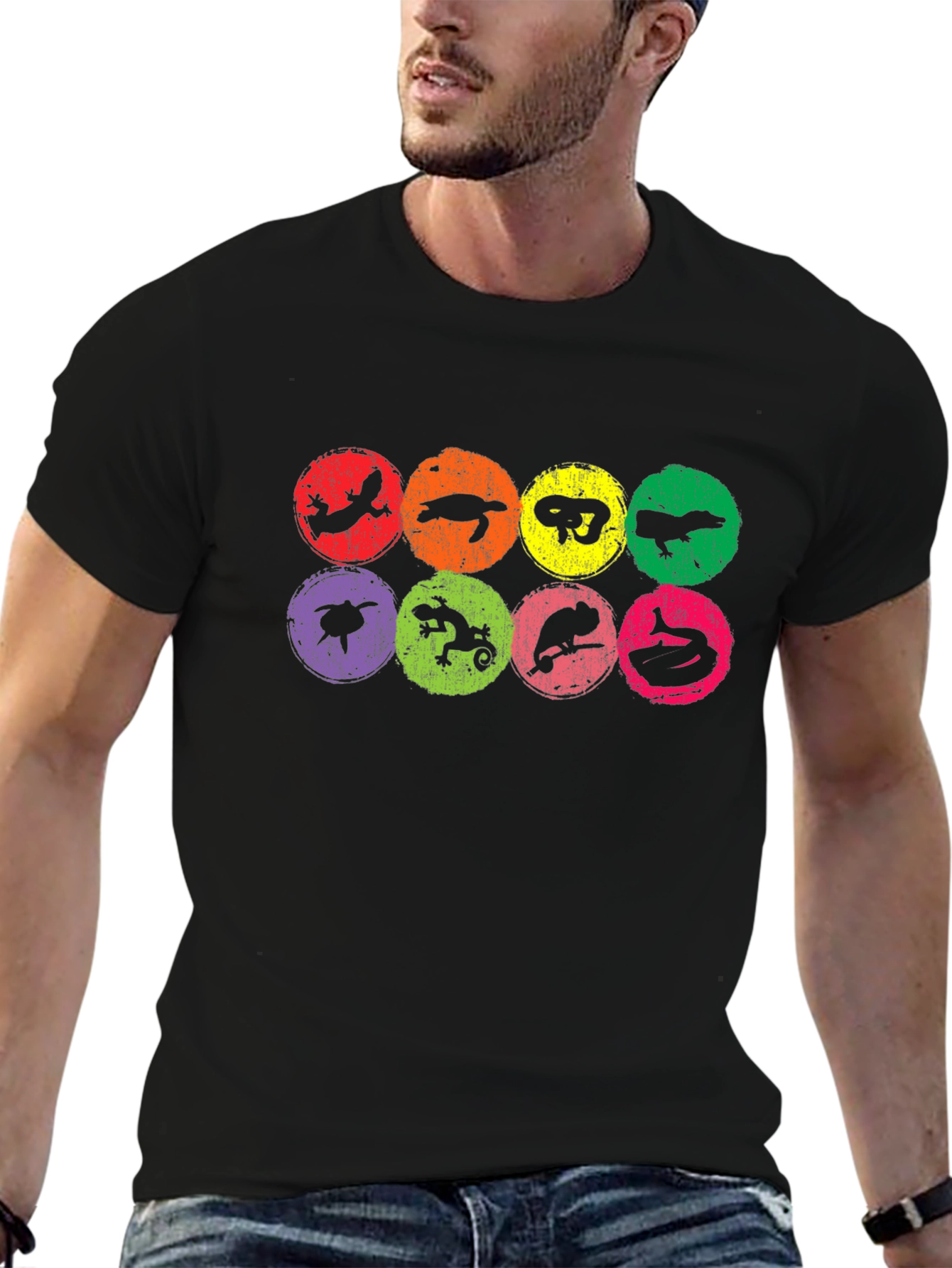 Reptile Silhouette Graphic Tee - Mens Black T-Shirt