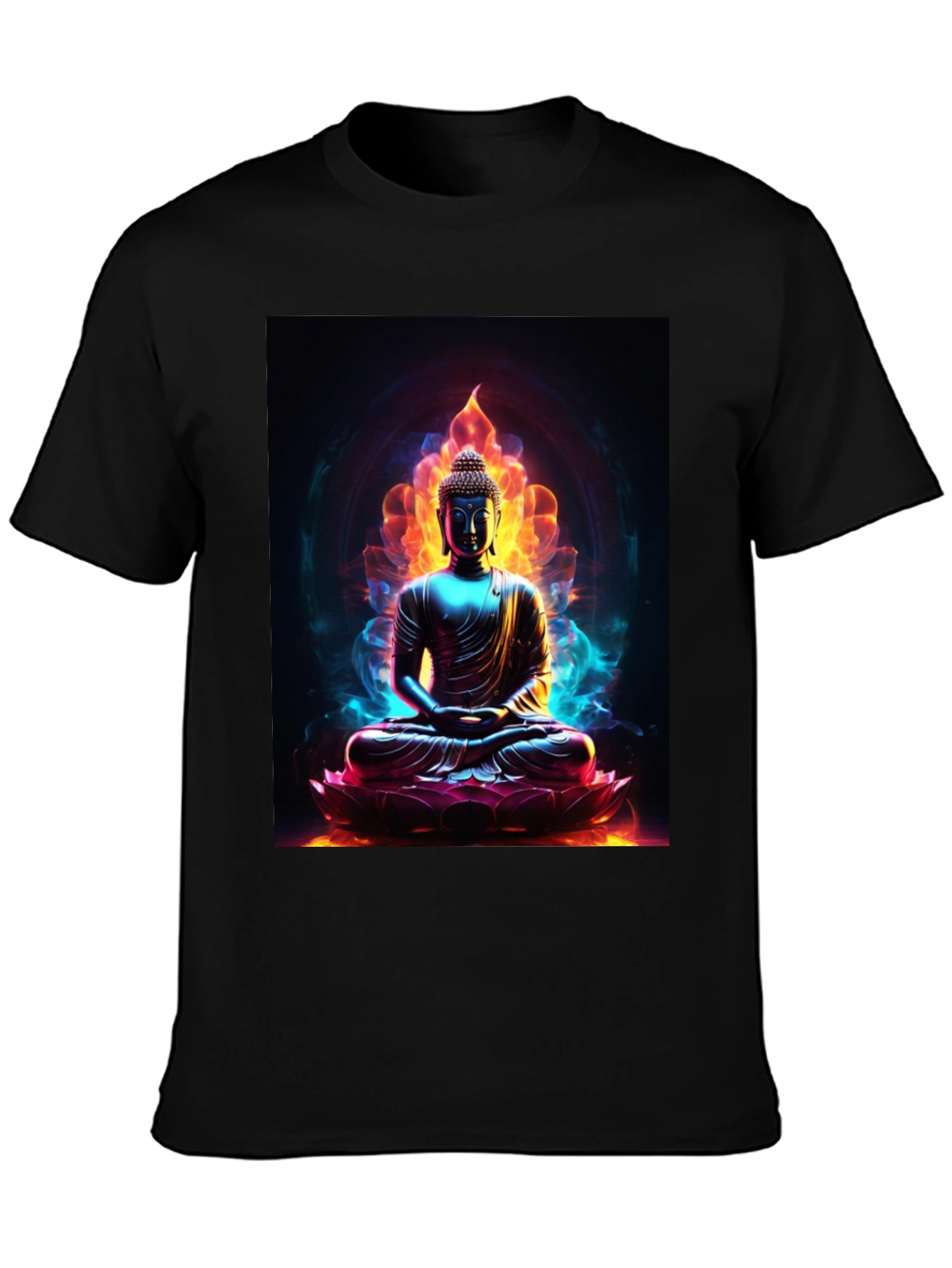 Buddha Lotus Flame Graphic Tee - Spiritual Comfort