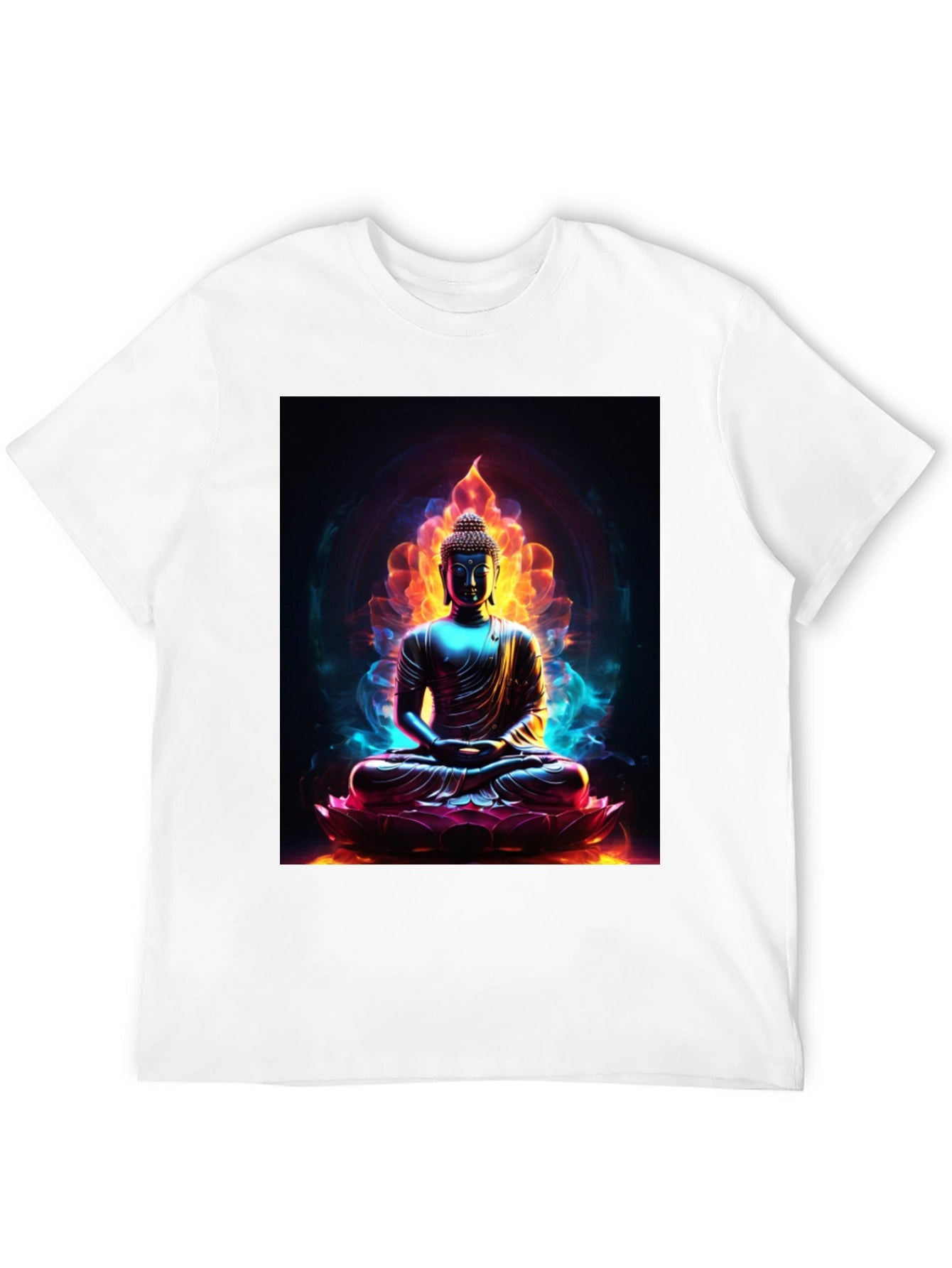 Buddha Lotus Flame Graphic Tee - Spiritual Comfort