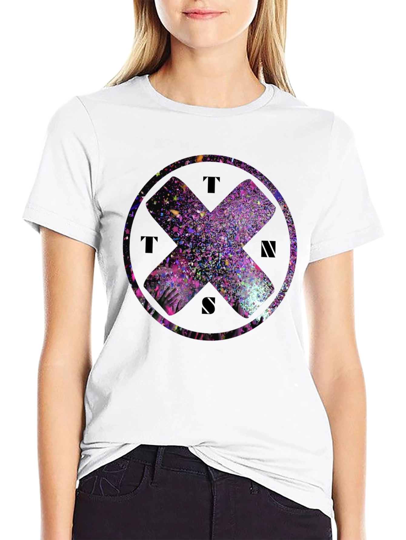 Abstract Cross Graphic Tee - Black Cotton Blend