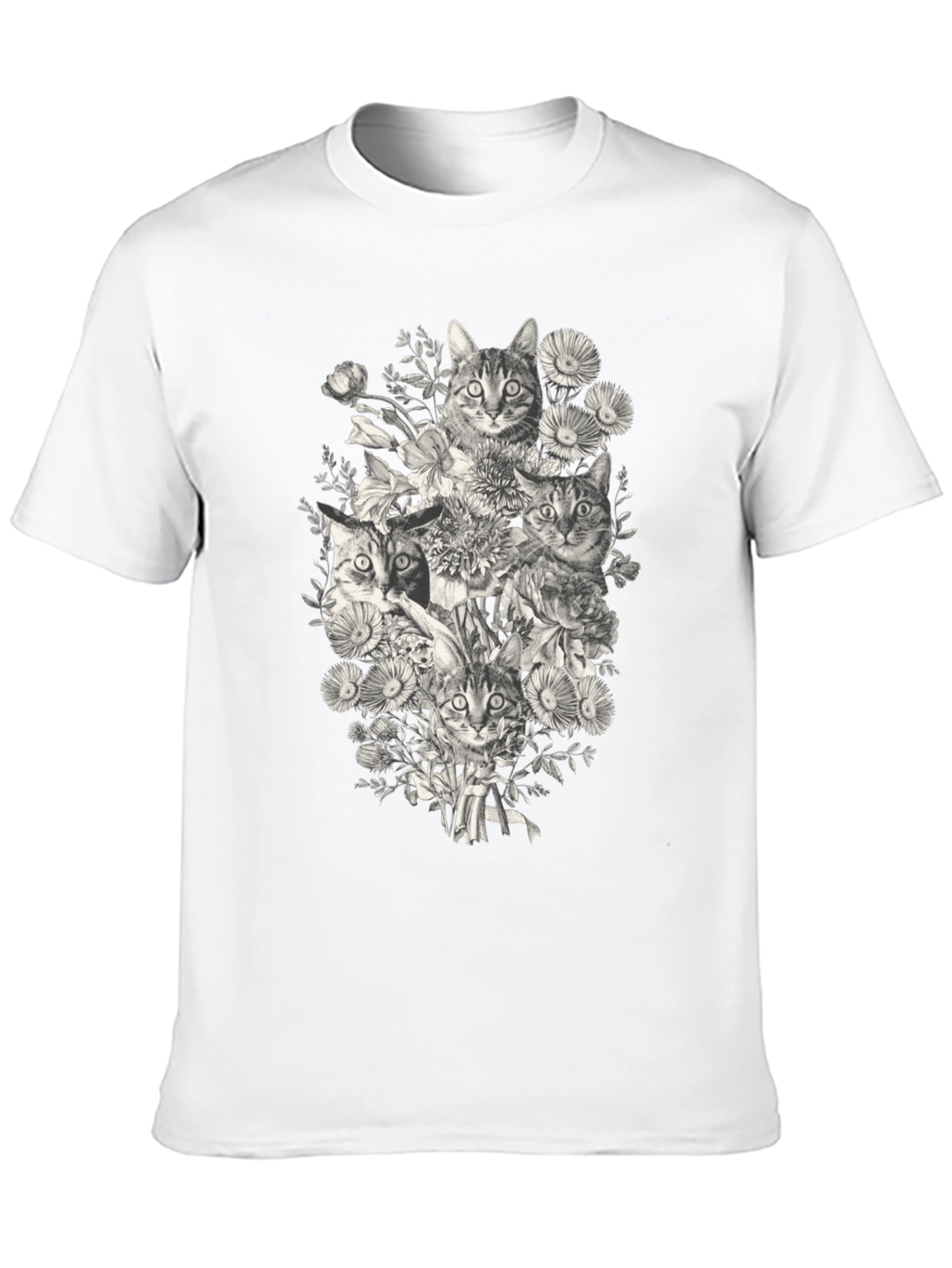 Cats & Flowers Graphic T-Shirt