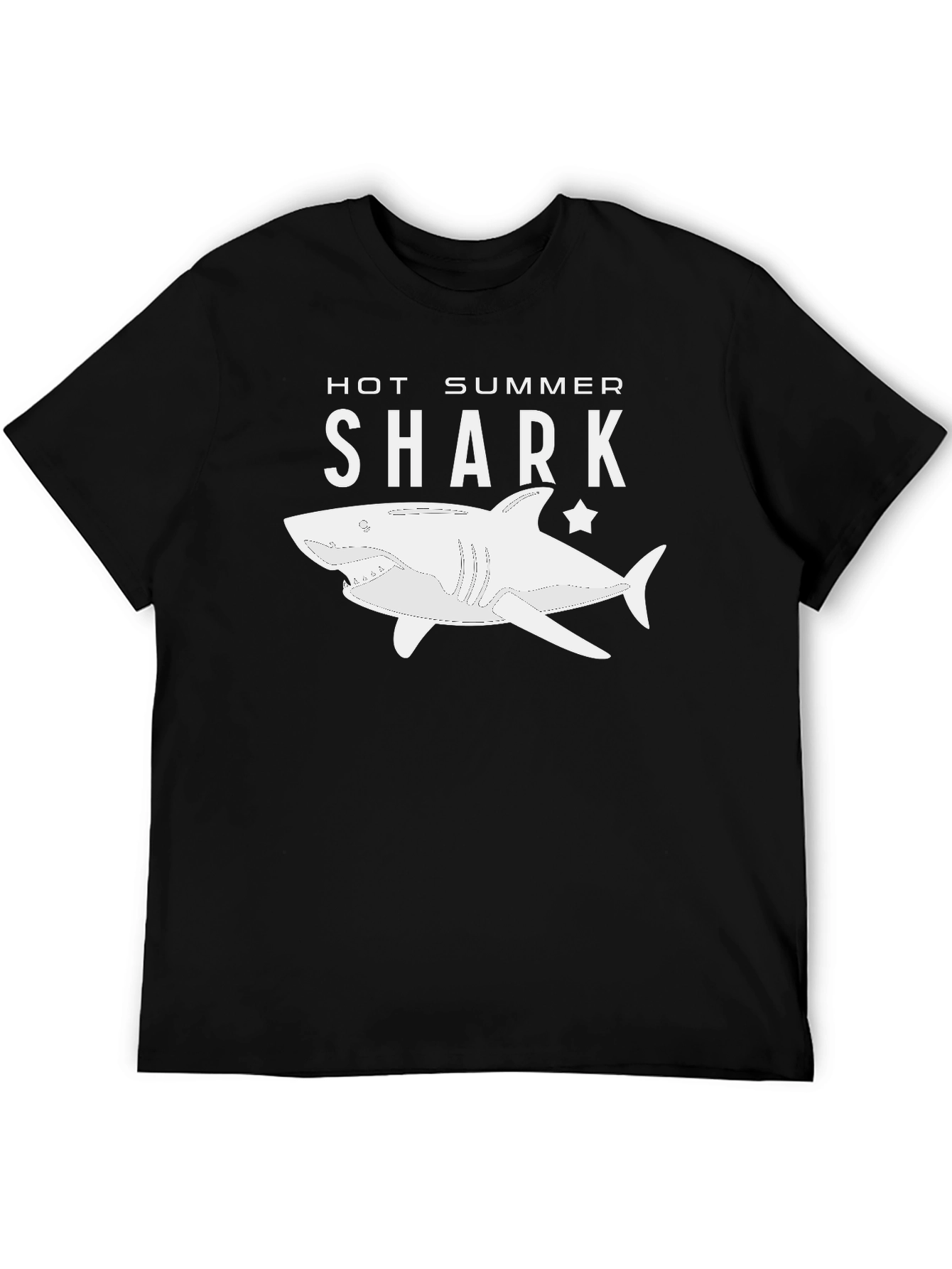 Hot Summer Shark Graphic Tee - Black