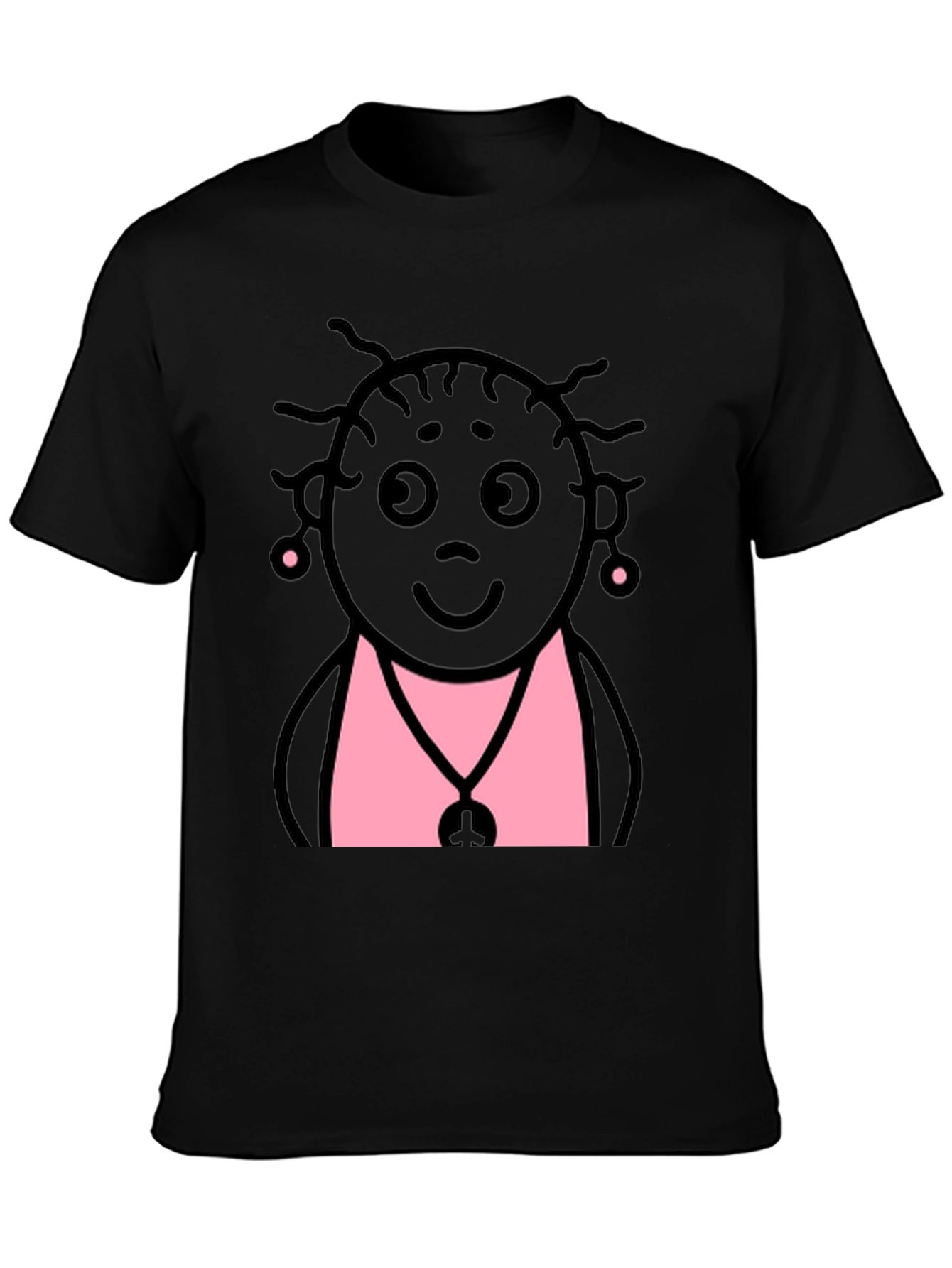 Fun Cartoon Graphic Print Black T-Shirt