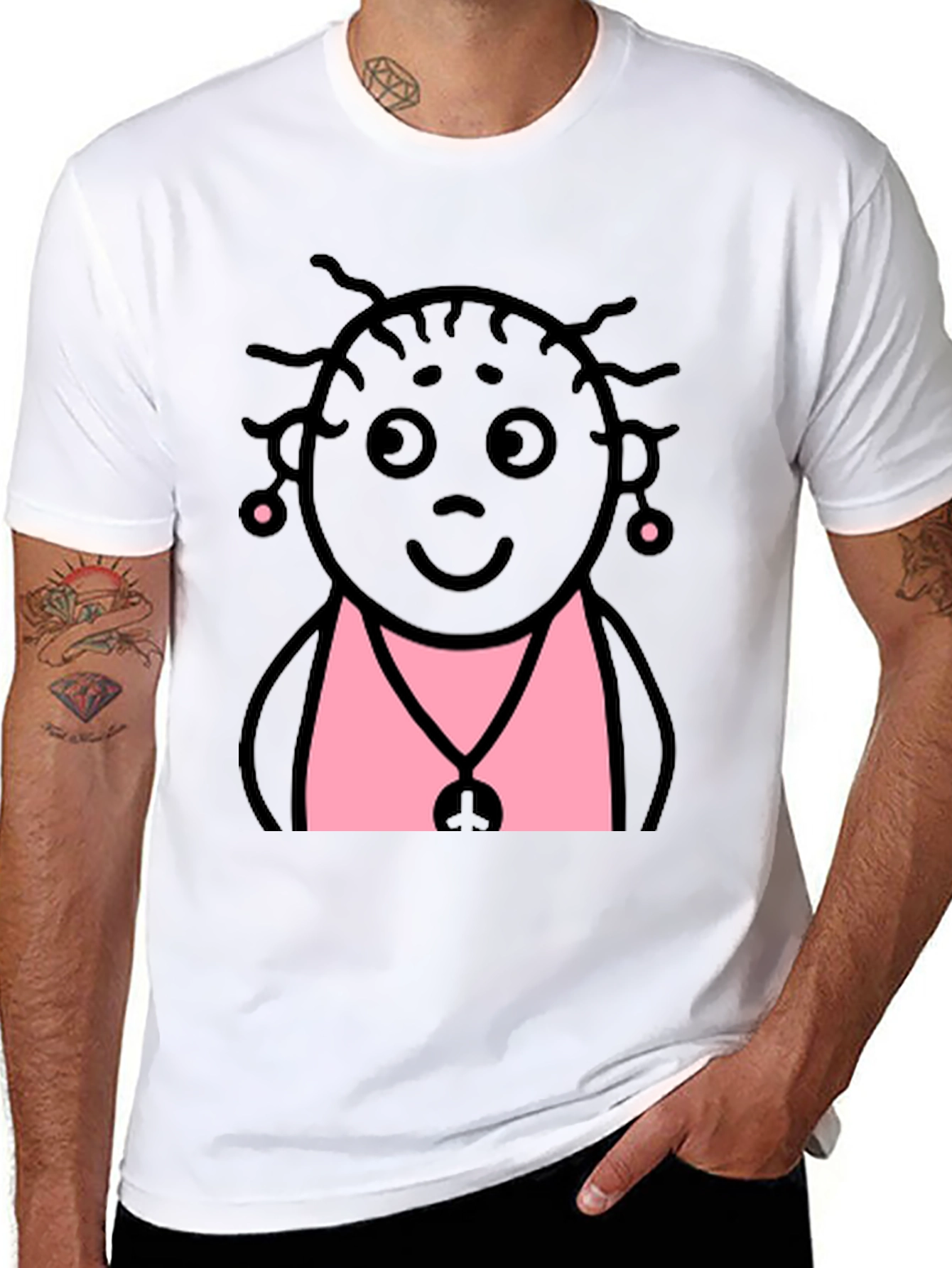 Fun Cartoon Graphic Print Black T-Shirt