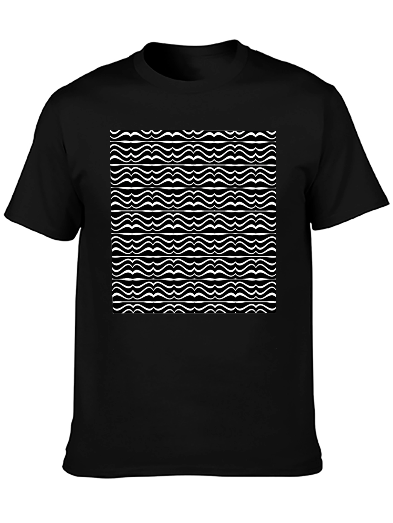 Wave Pattern Black T-Shirt