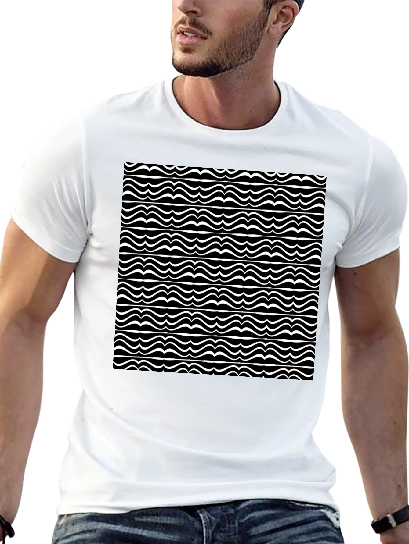 Wave Pattern Black T-Shirt