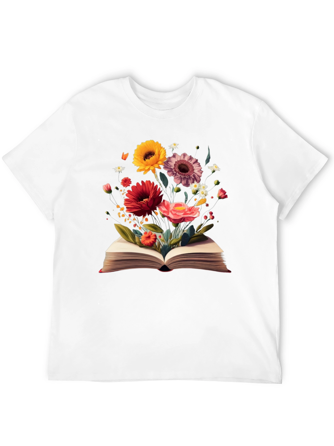 Floral Book T-Shirt - Literary Garden Design