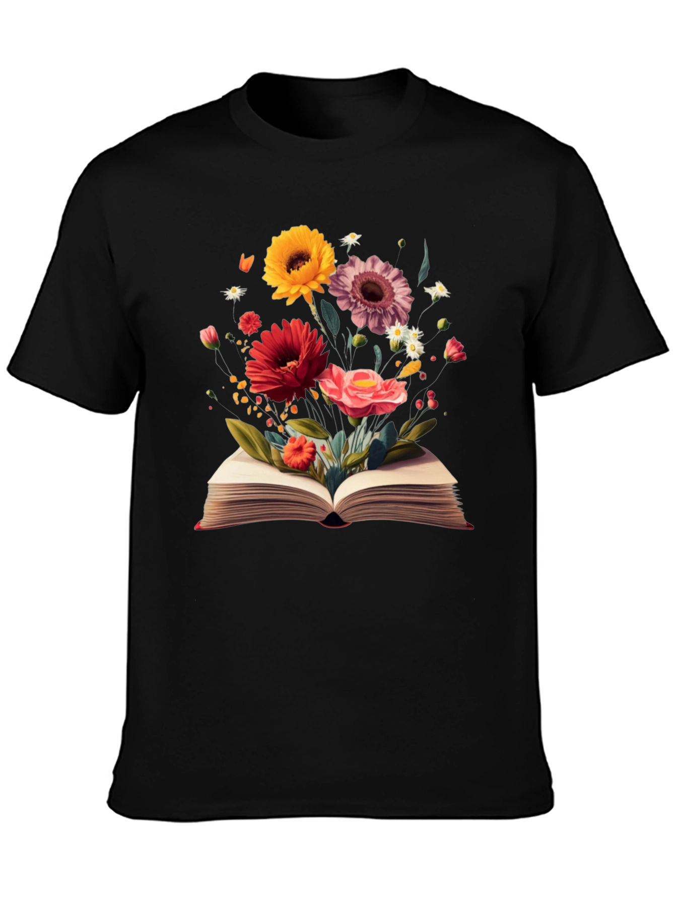 Floral Book T-Shirt - Literary Garden Design