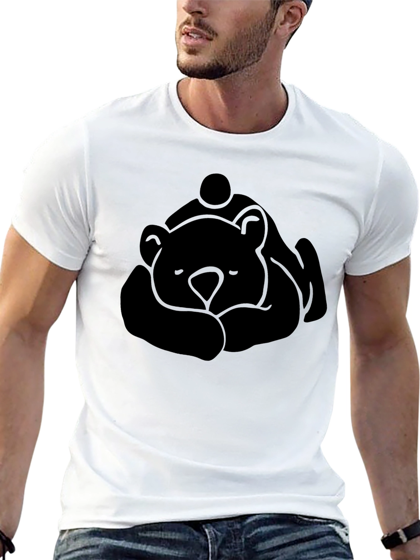 Bear Hug Graphic Black T-Shirt