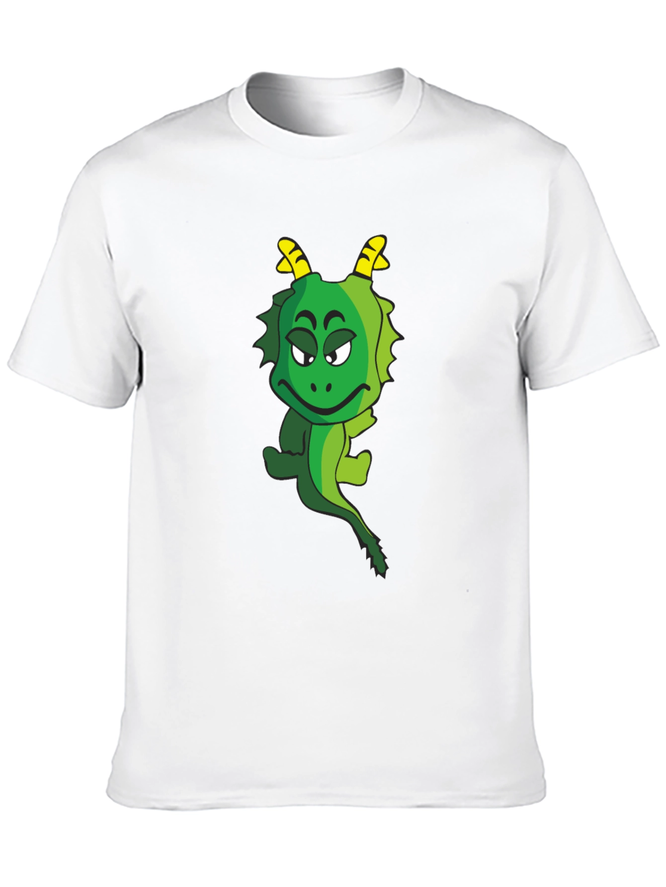 Funny Cartoon Dragon Graphic Tee - Black