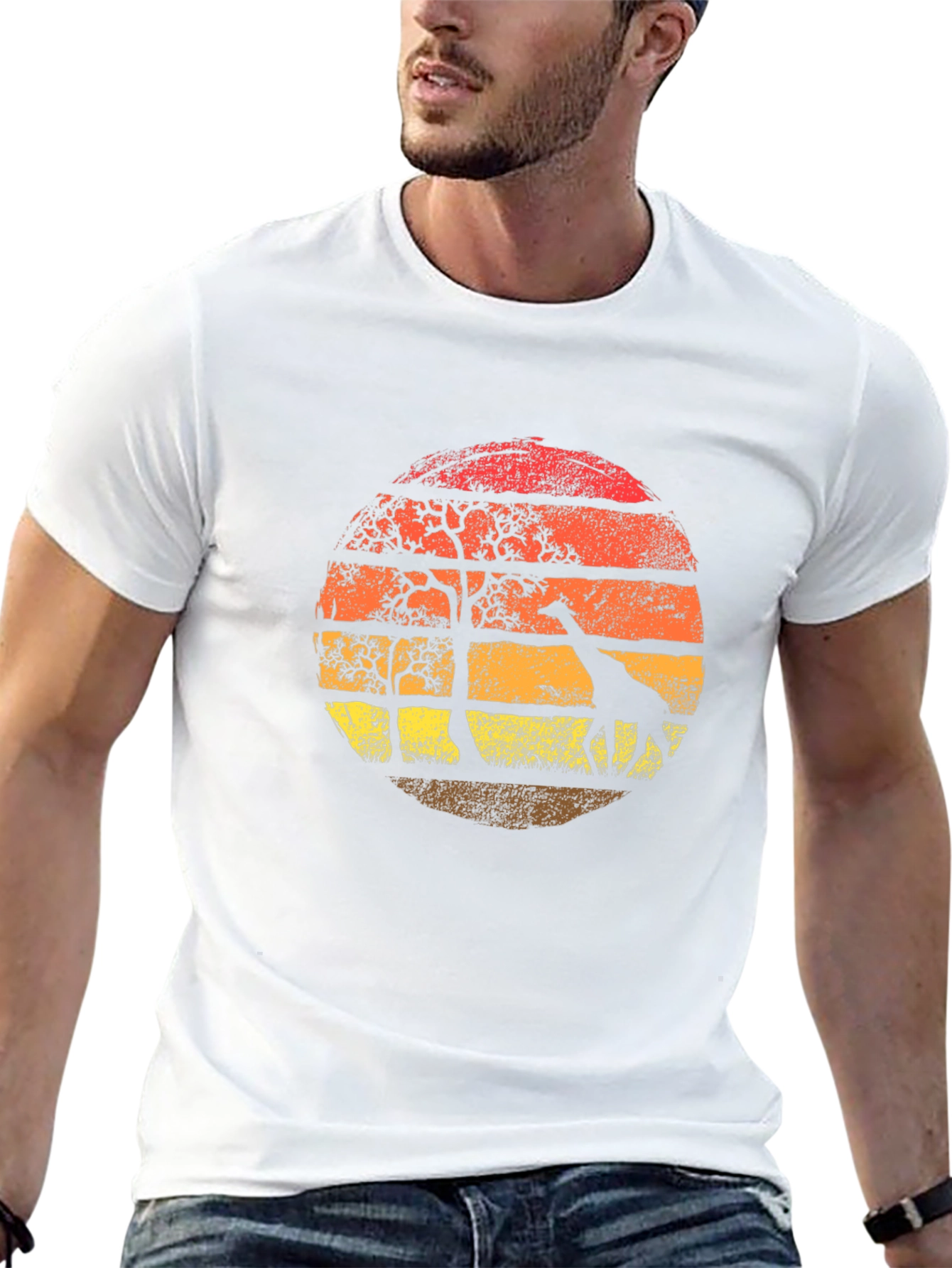 Giraffe Sunset Graphic Tee - Black T-Shirt