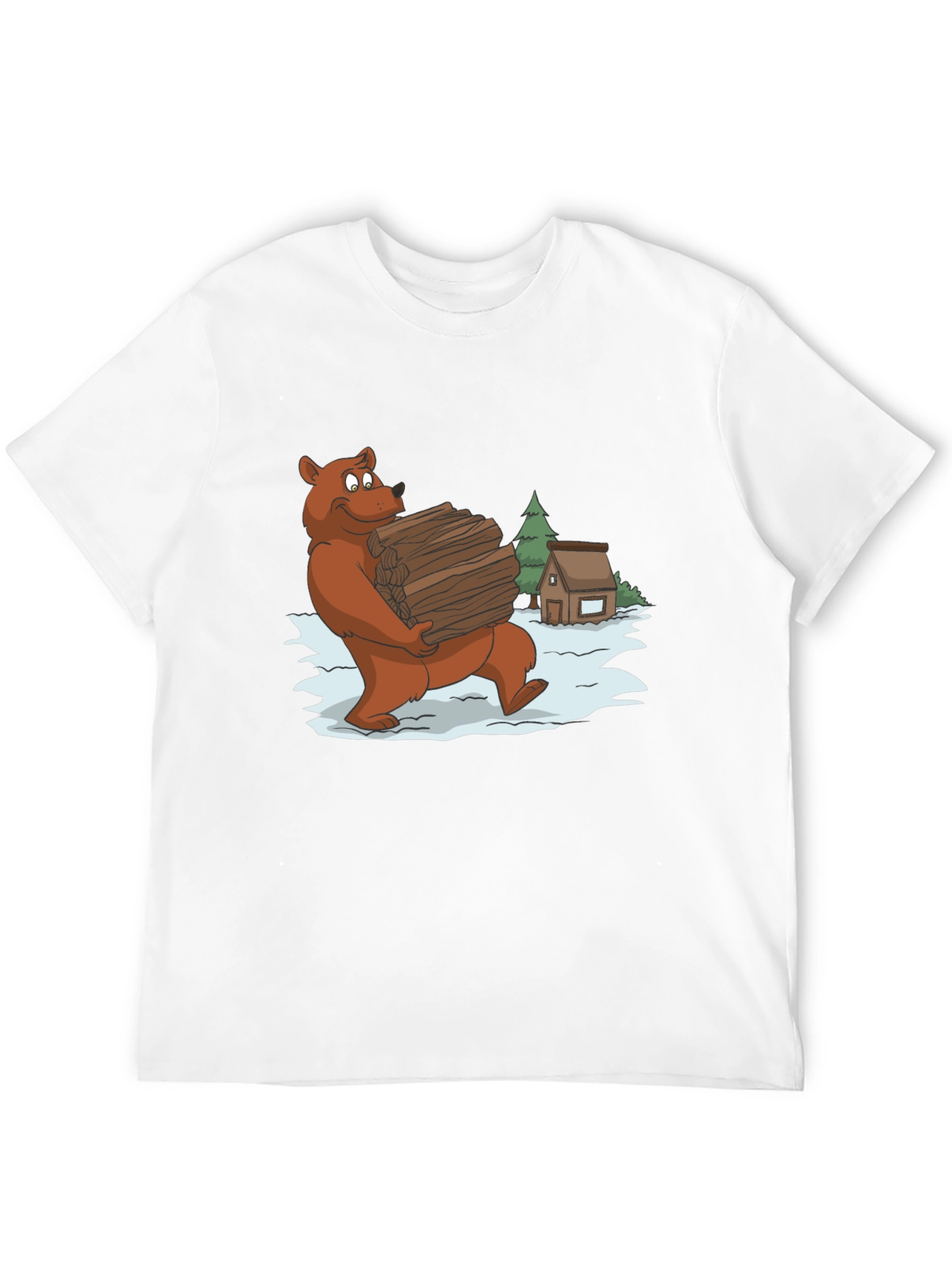 Bear Carrying Wood Graphic Tee - Black