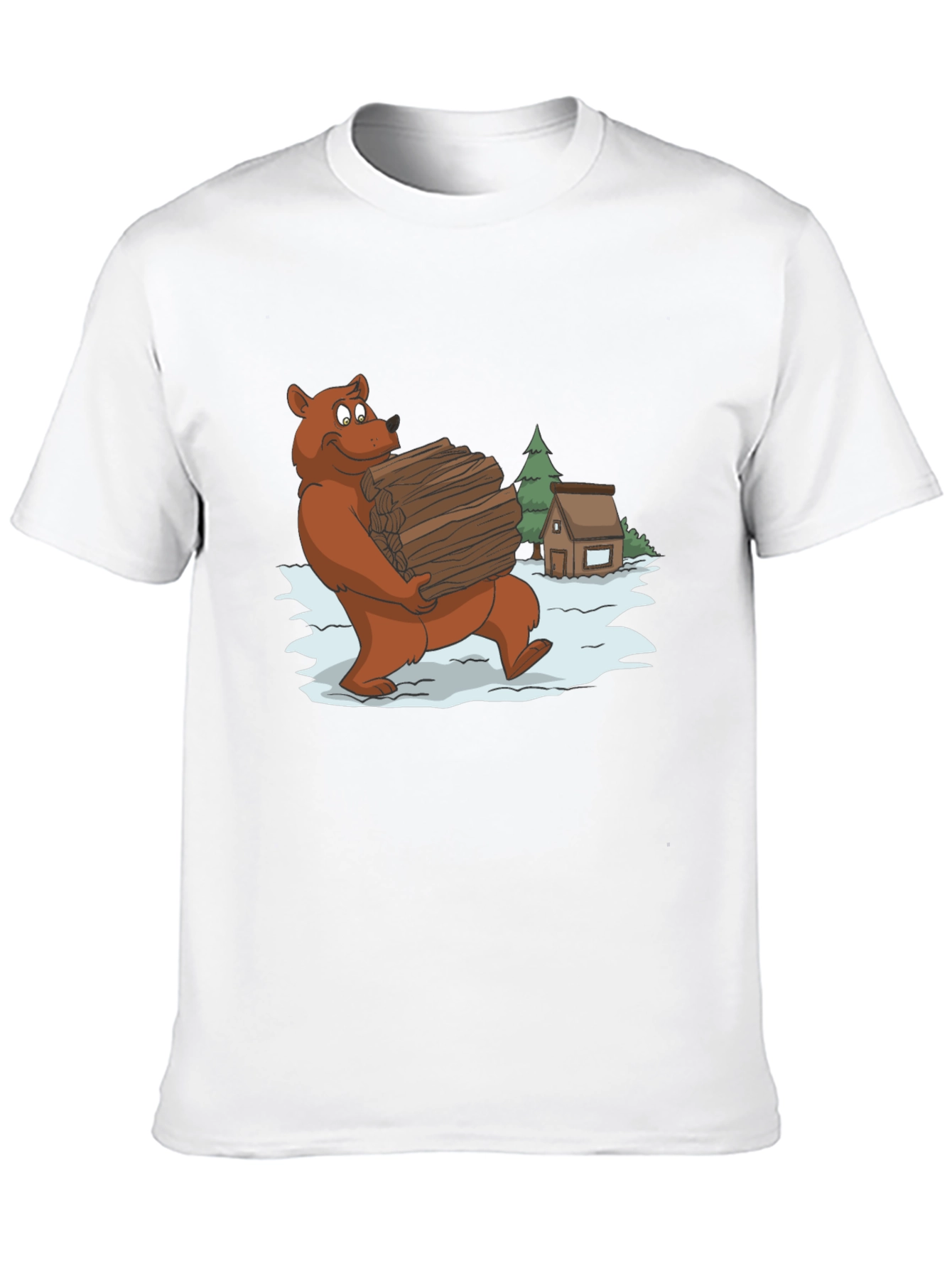 Bear Carrying Wood Graphic Tee - Black