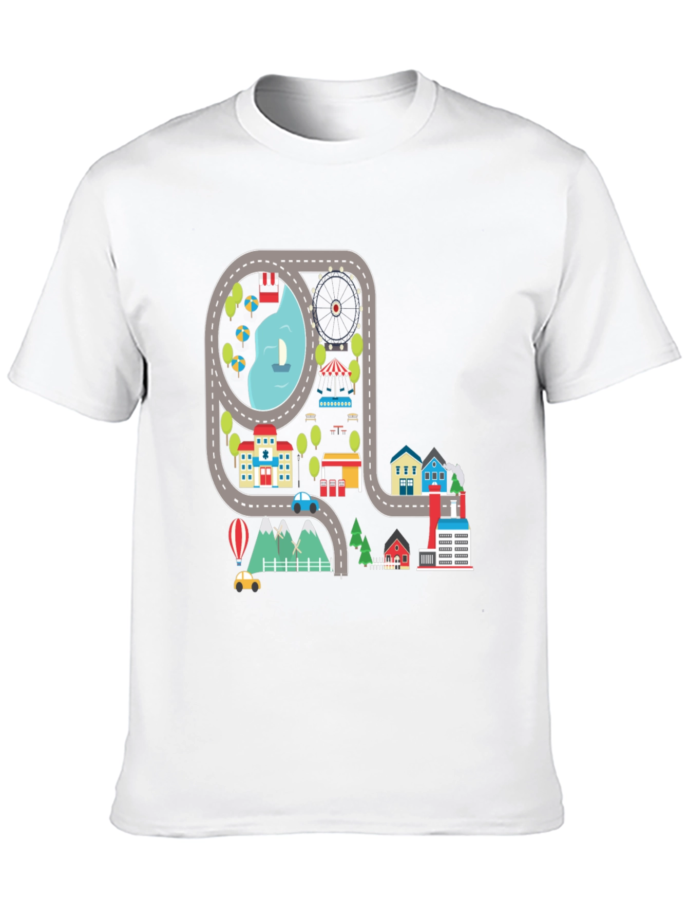 Road Map Cityscape Graphic Tee - Unique Design
