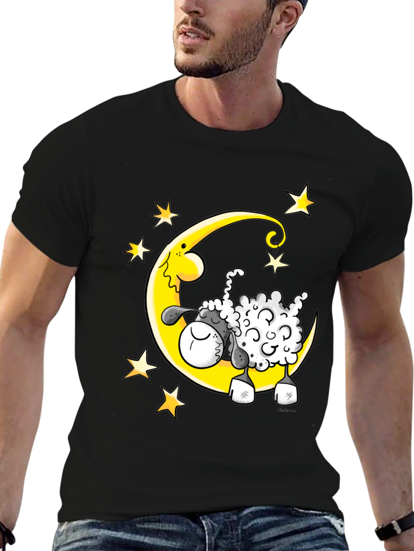 Dreamy Sheep T-Shirt - Moon and Stars Graphic Tee