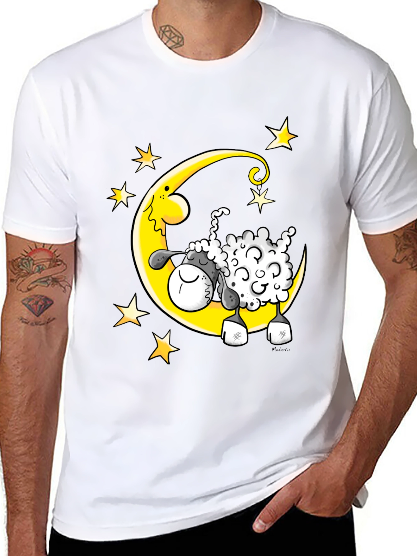 Dreamy Sheep T-Shirt - Moon and Stars Graphic Tee