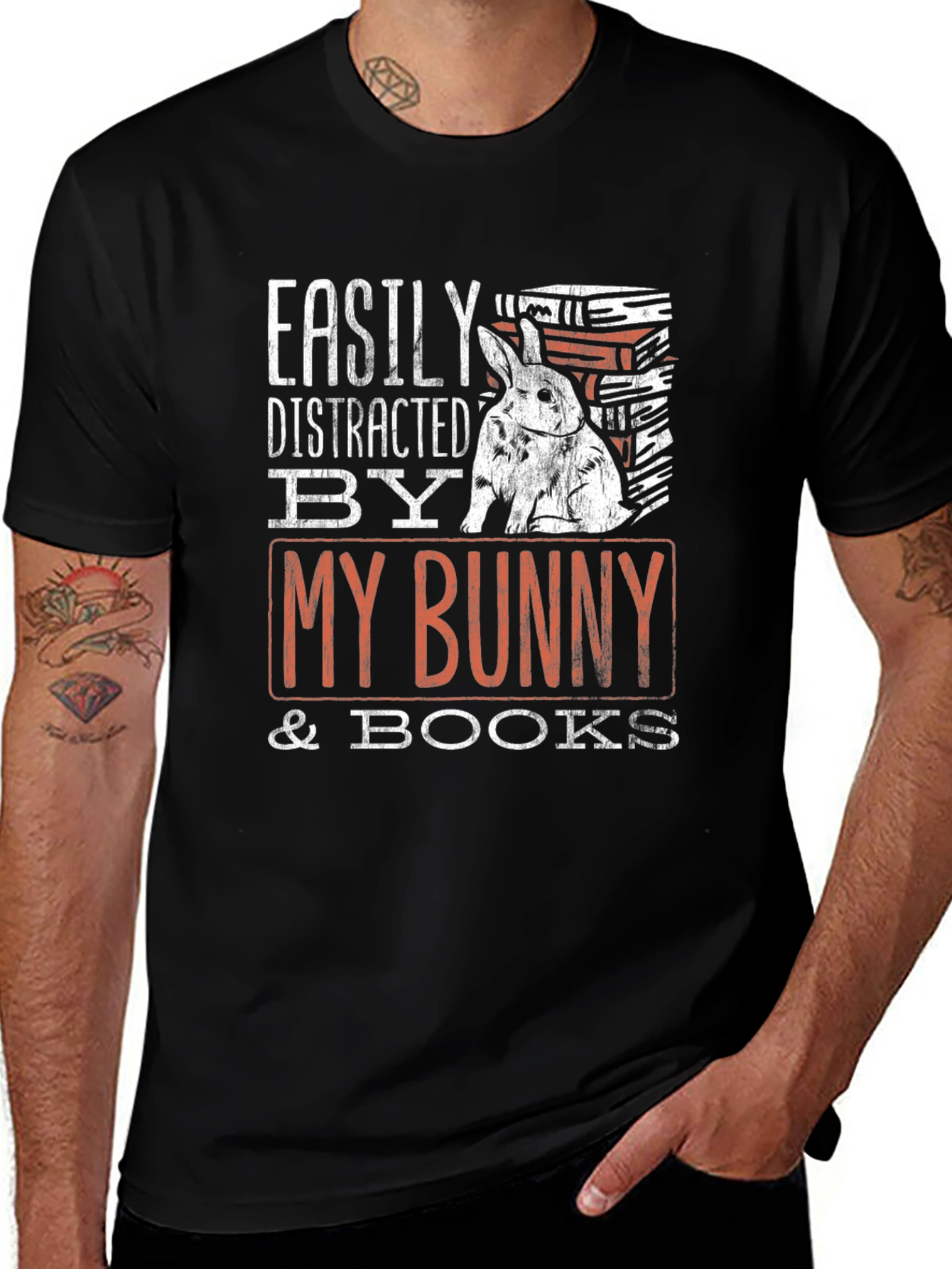 Easily Distracted by My Bunny & Books T-Shirt