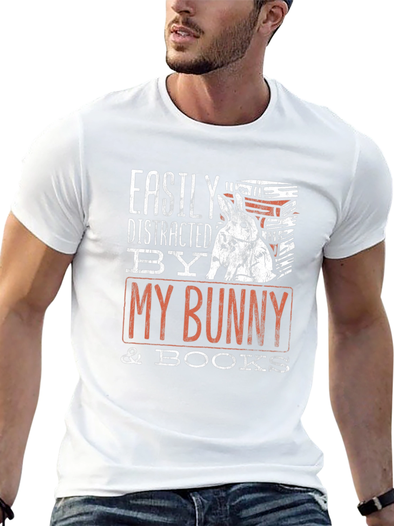 Easily Distracted by My Bunny & Books T-Shirt