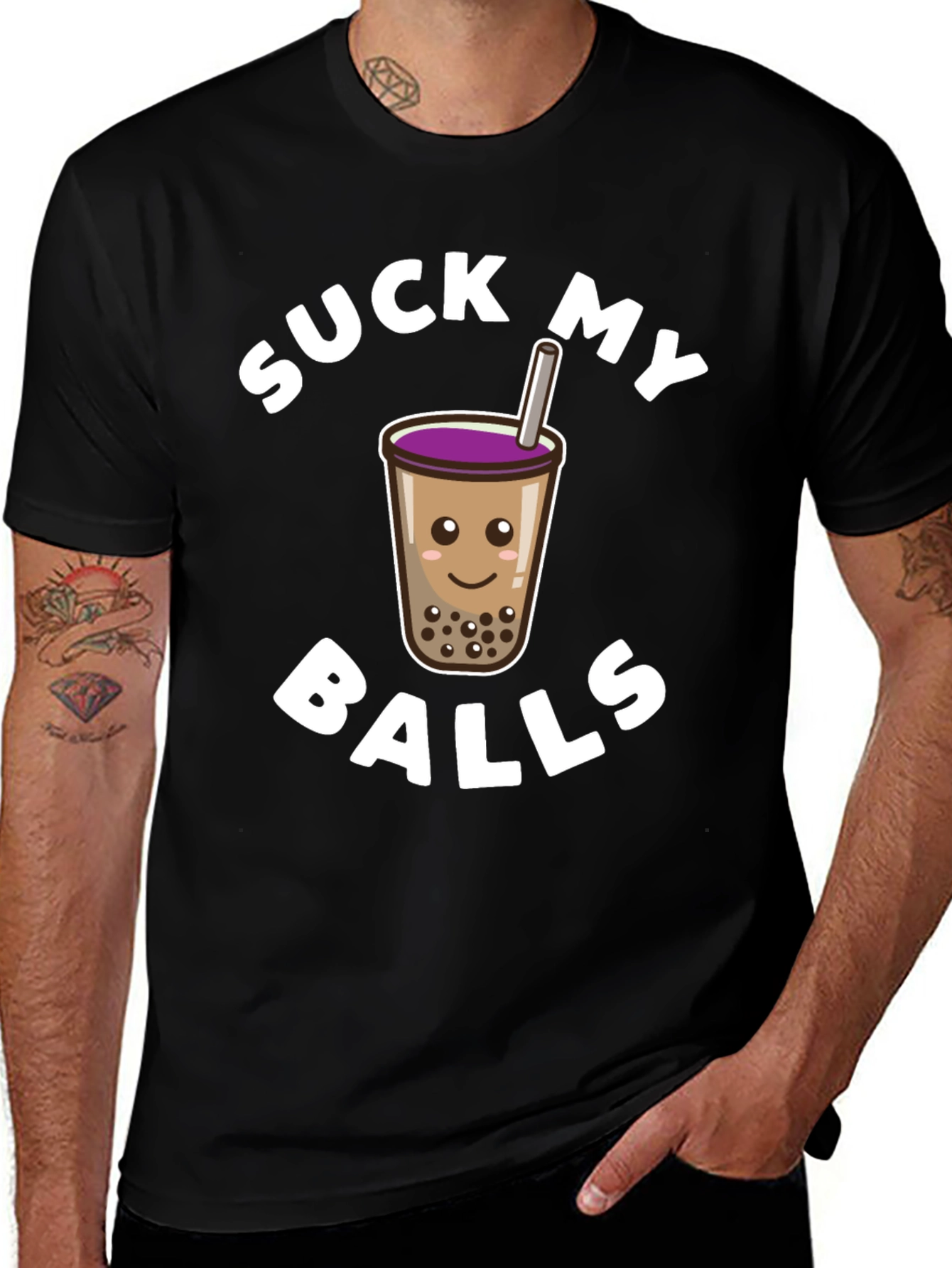 Suck My Balls Boba Tea Graphic T-Shirt