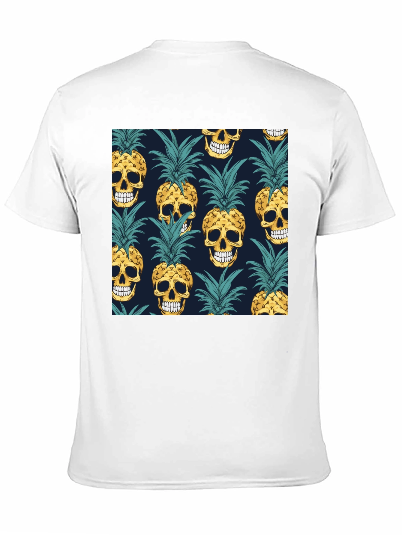 Skull Pineapple Print Black T-Shirt