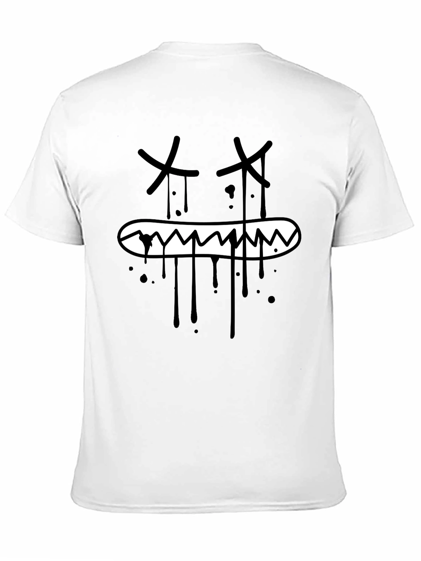Mens Black Graphic Tee - Edgy Cartoon Face