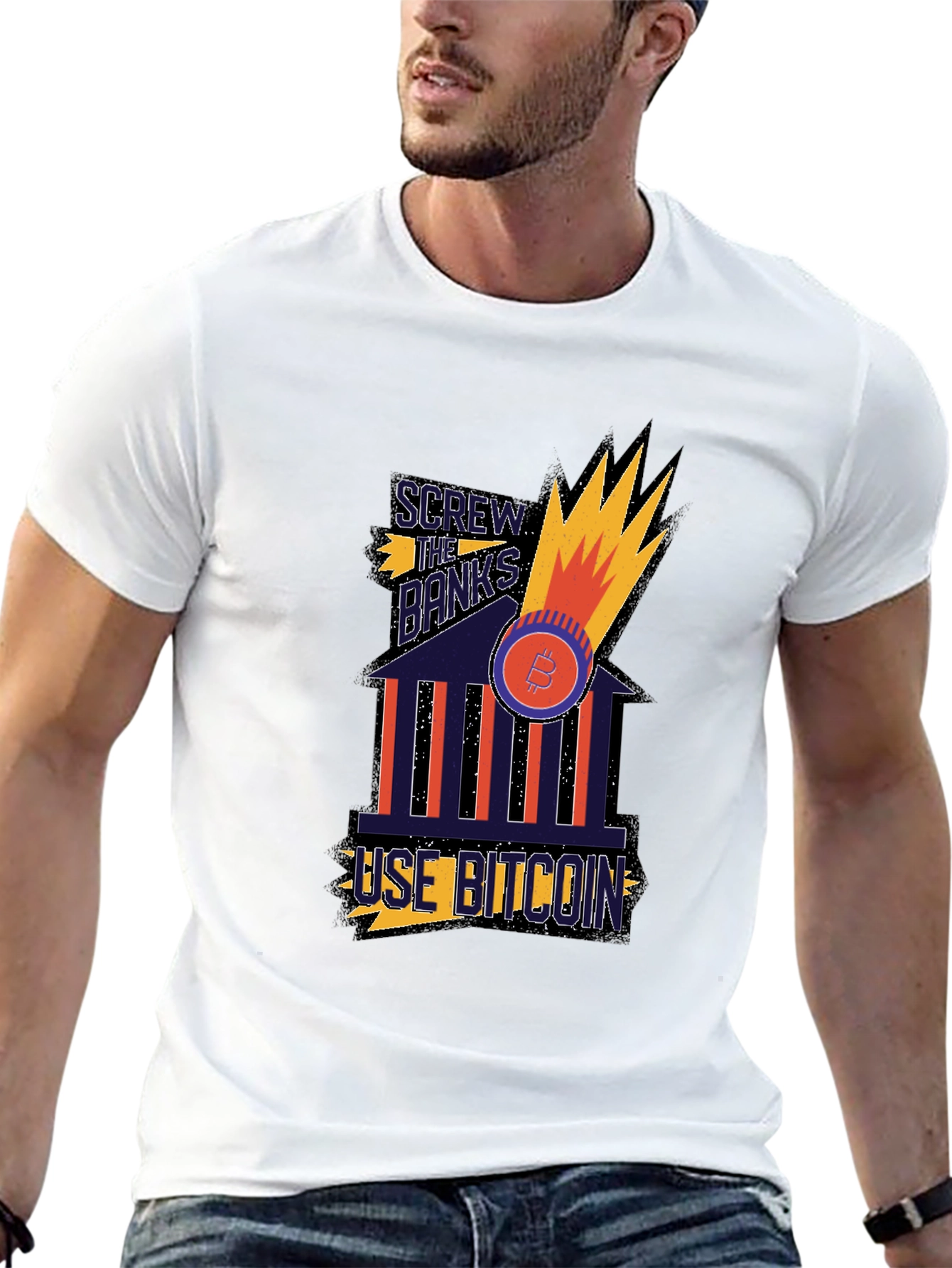 Bitcoin Graphic Tee - Screw the Banks T-Shirt