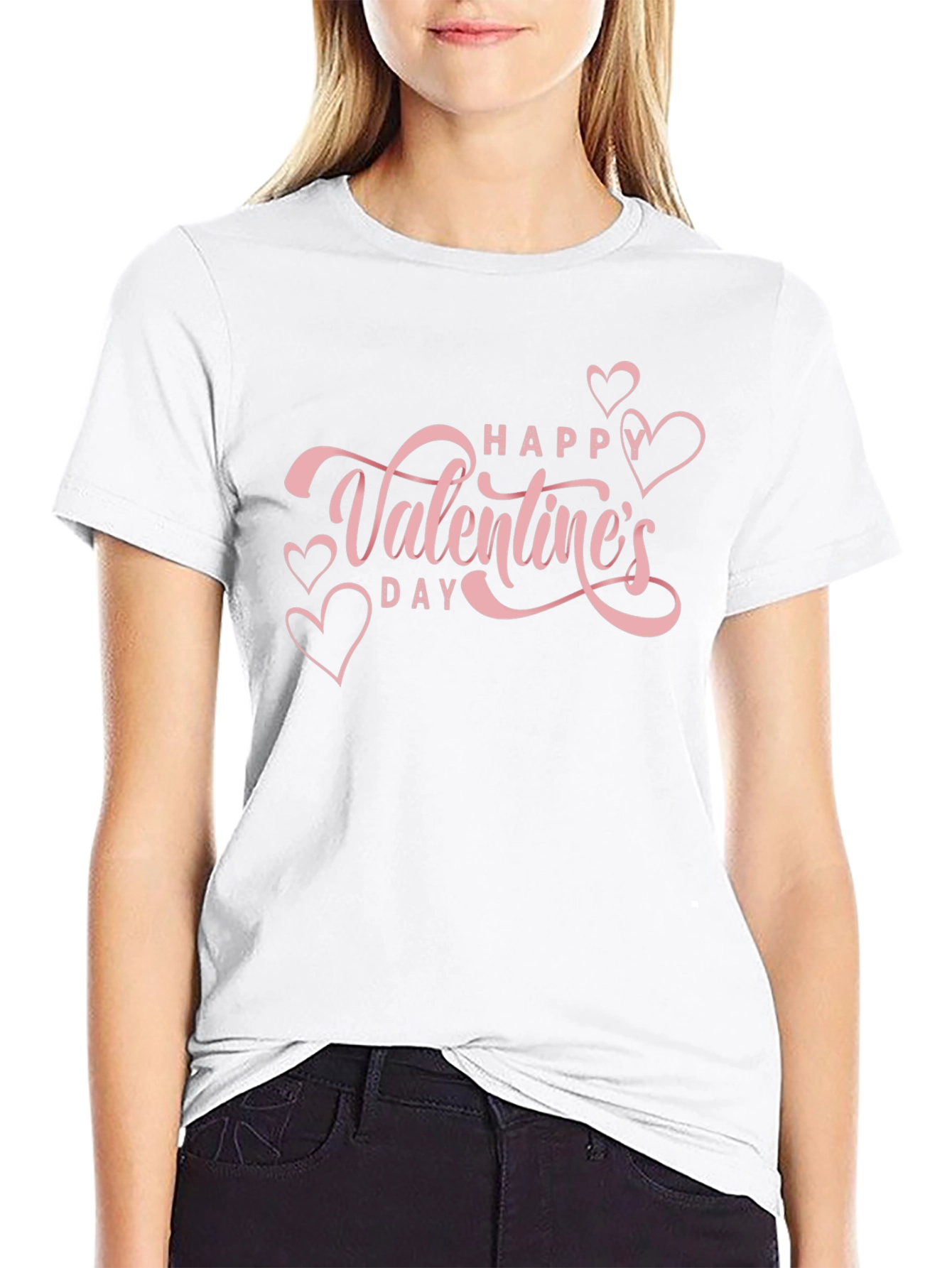 Valentines Day Graphic Tee - Pink Heart Design