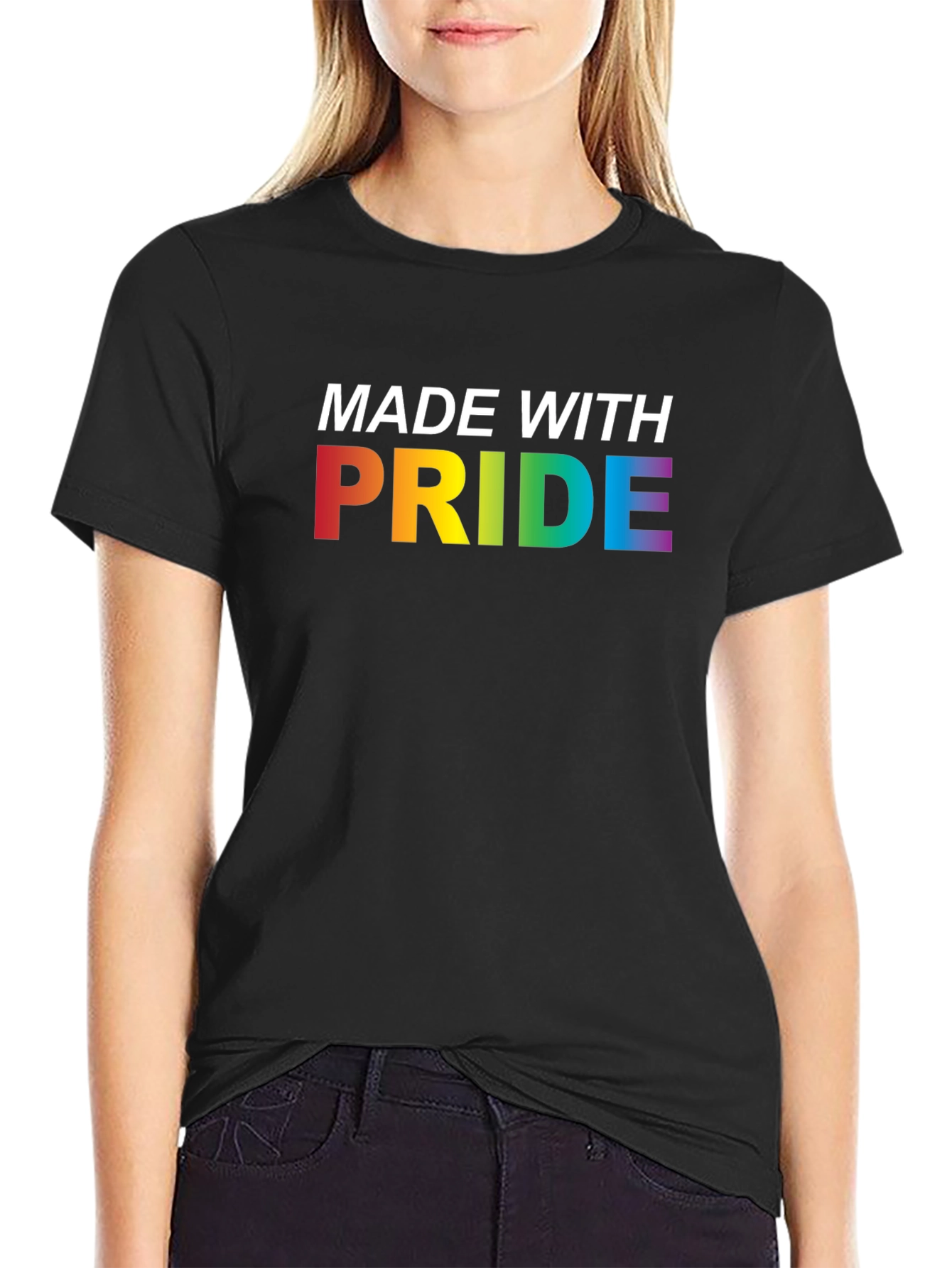 Made With Pride Rainbow Graphic Tee - Black