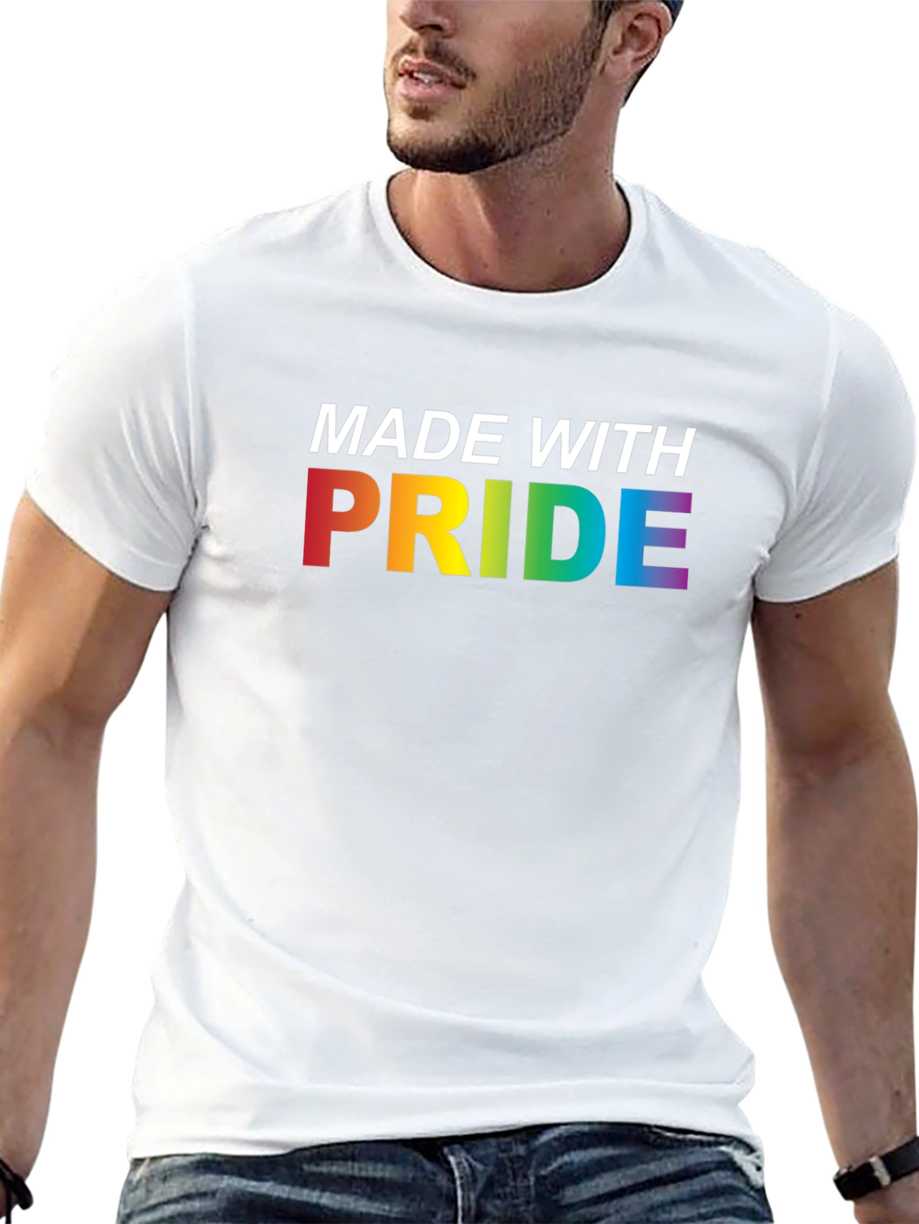 Made With Pride Rainbow Graphic Tee - Black