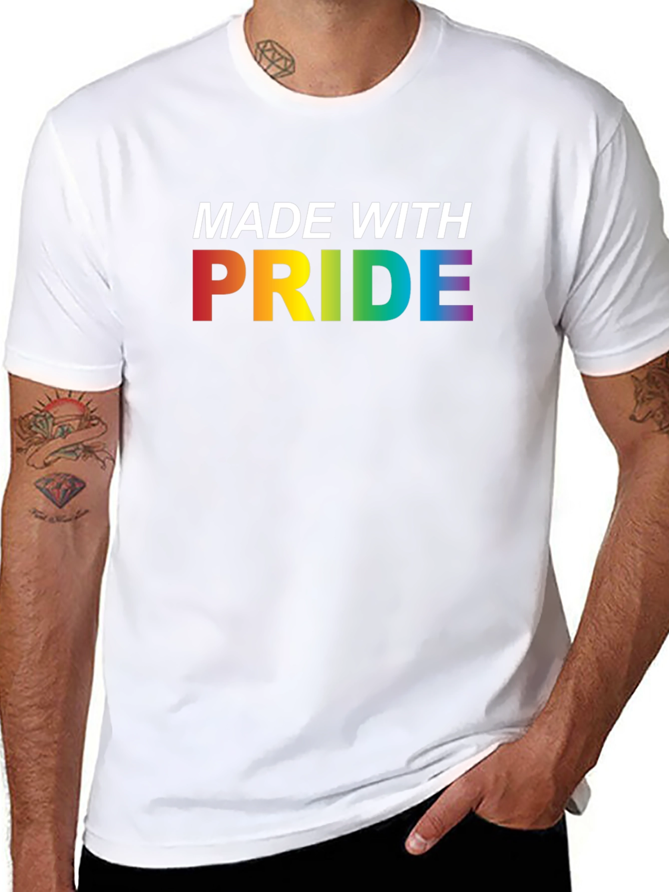 Made With Pride Rainbow Graphic Tee - Black