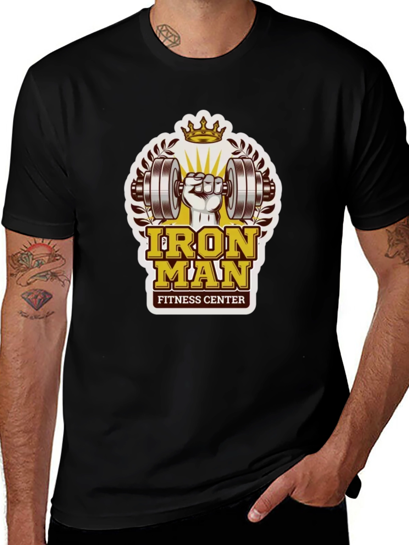 Iron Man Fitness Center Black T-Shirt