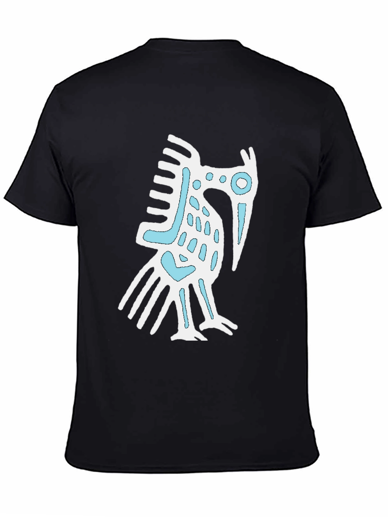 Black T-Shirt with White & Blue Graphic