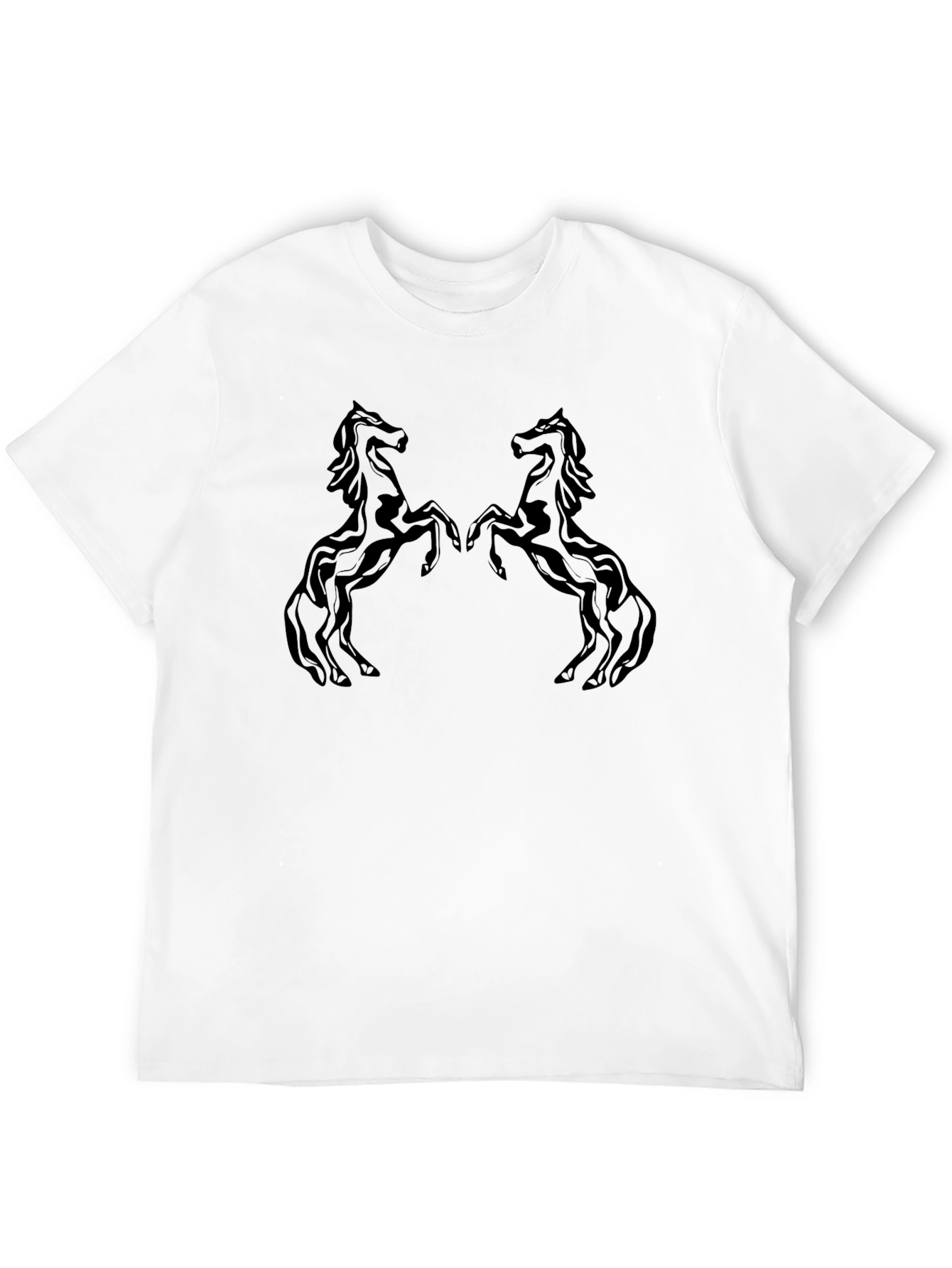 Black T-Shirt with Two Horse Design
