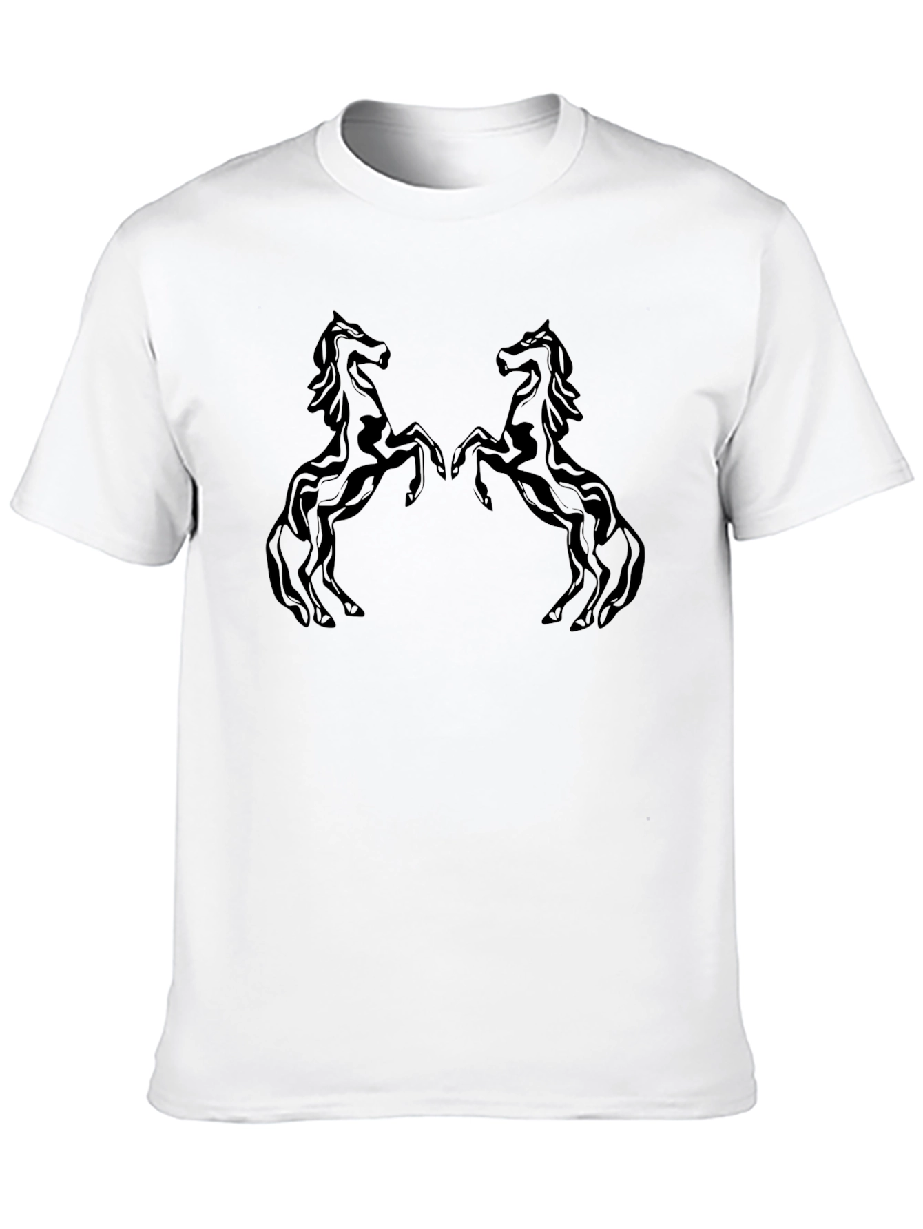 Black T-Shirt with Two Horse Design