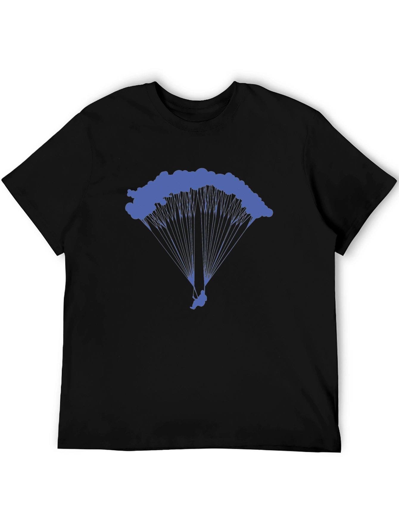 Skydiving Parachute Graphic Tee - Black Cotton T-Shirt