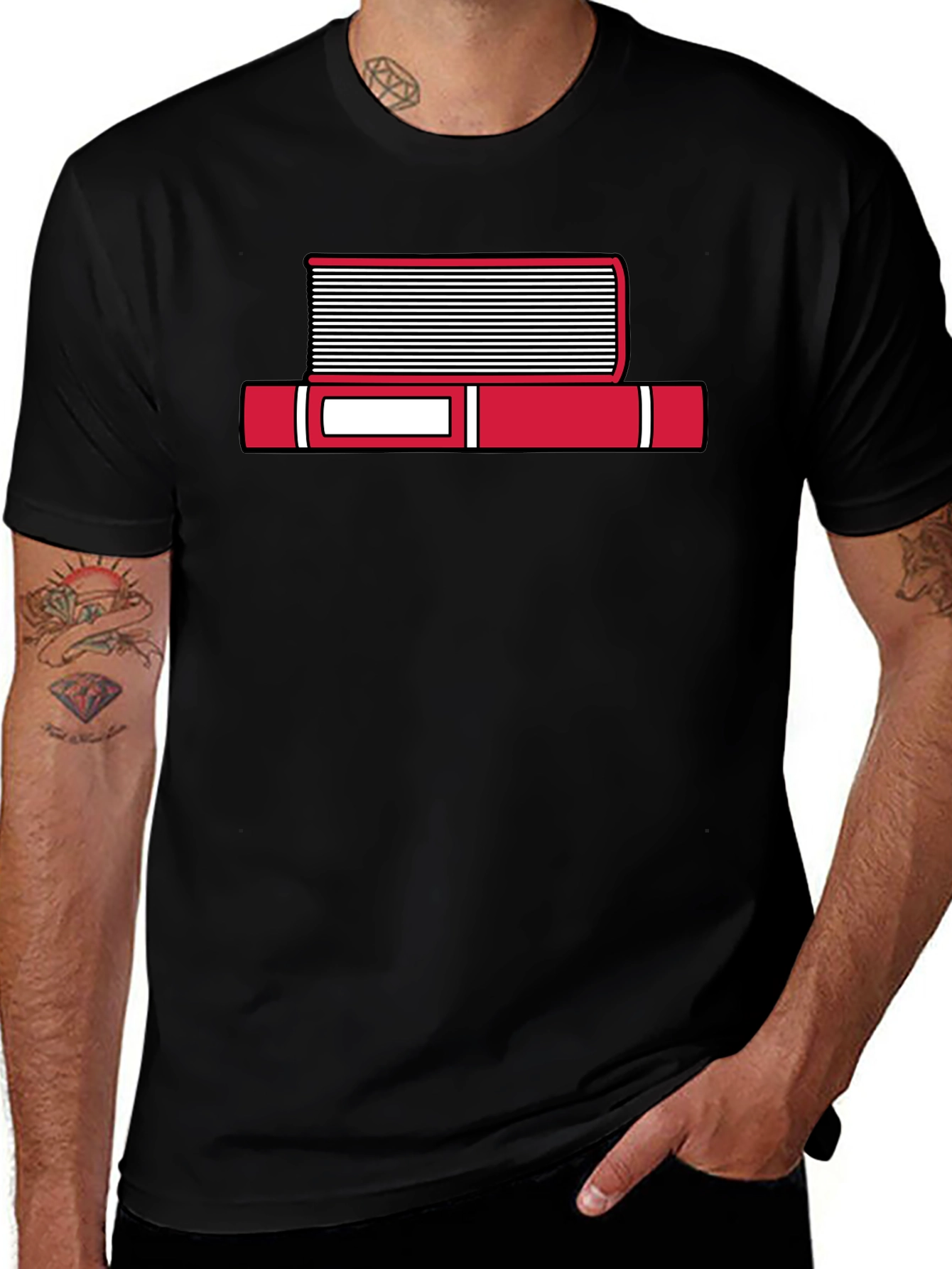 Book Stack Graphic T-Shirt