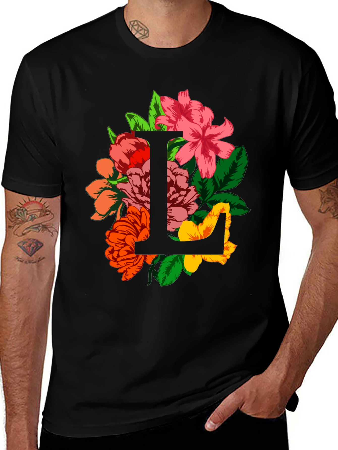 Floral Letter L Graphic T-Shirt