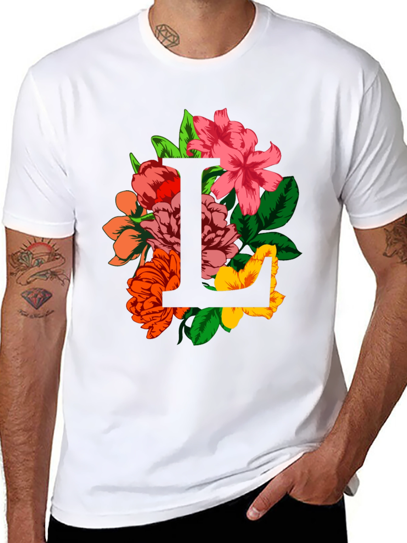 Floral Letter L Graphic T-Shirt