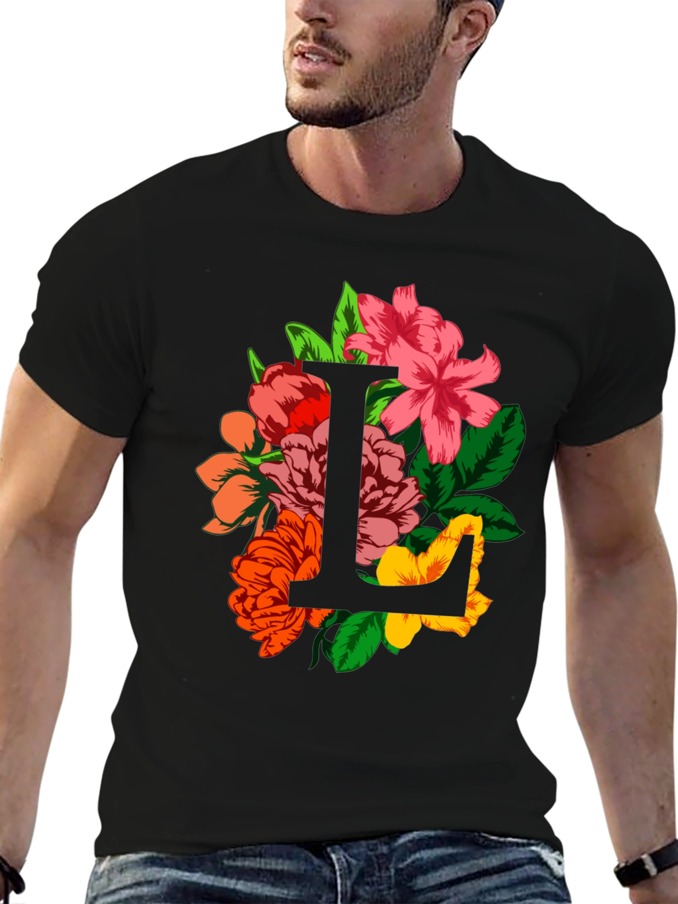 Floral Letter L Graphic T-Shirt