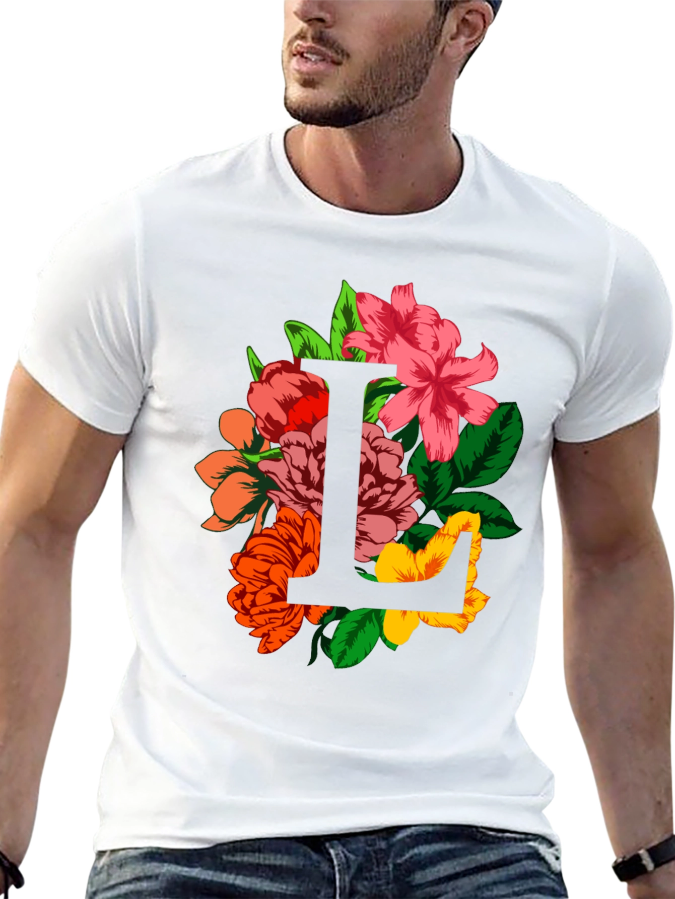 Floral Letter L Graphic T-Shirt