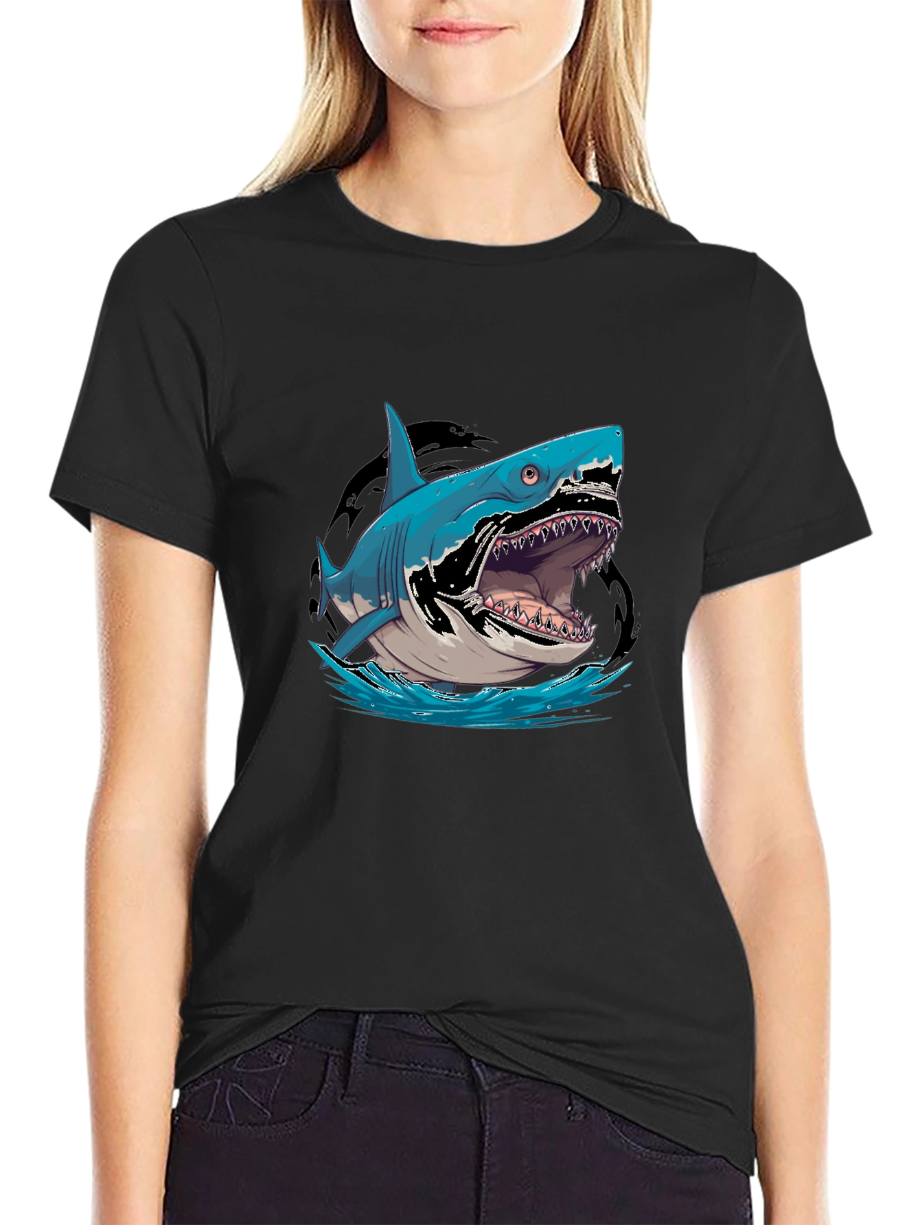 Shark Graphic Tee - Mens Black T-Shirt