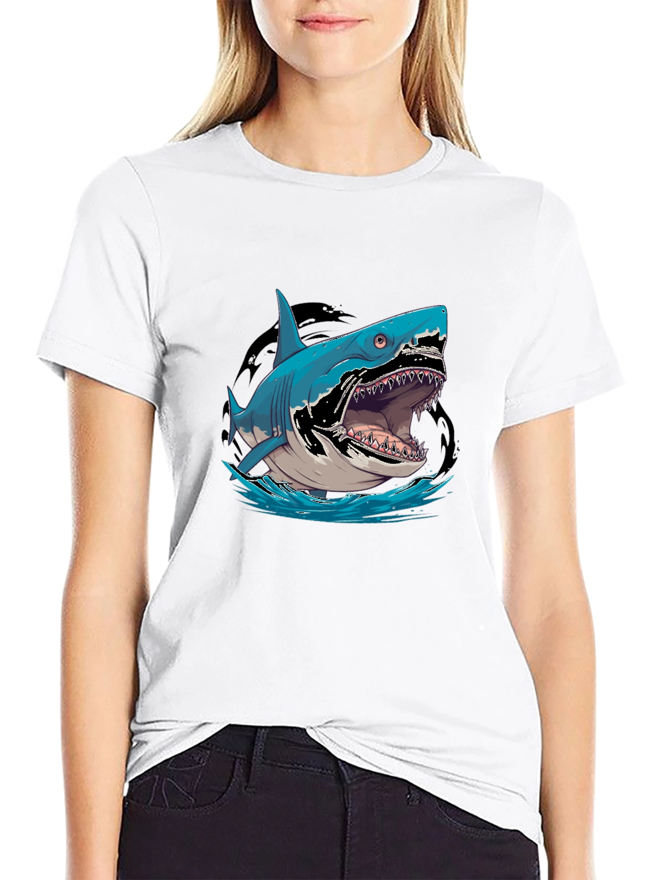 Shark Graphic Tee - Mens Black T-Shirt