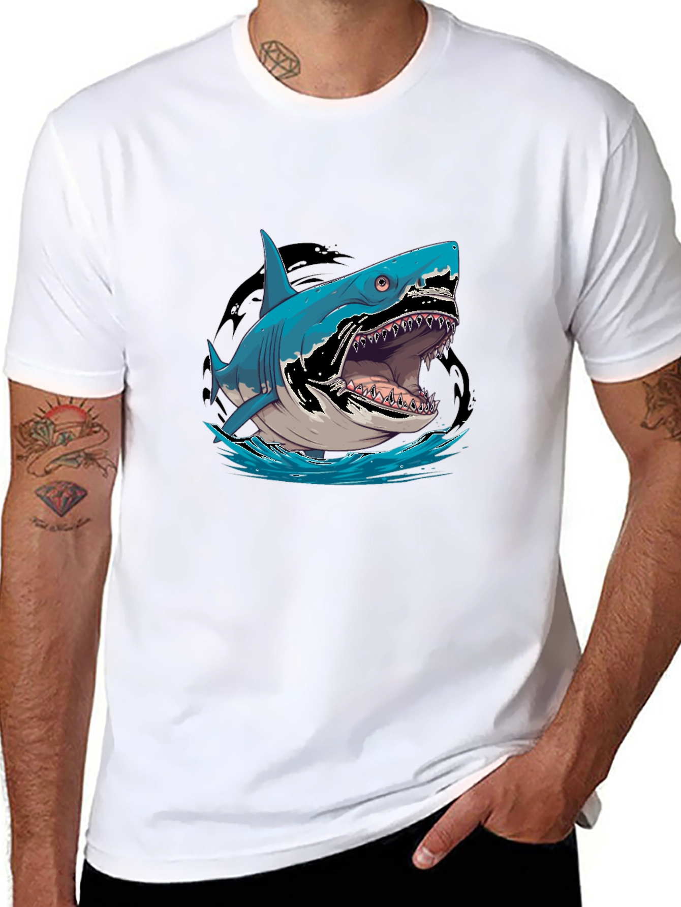 Shark Graphic Tee - Mens Black T-Shirt