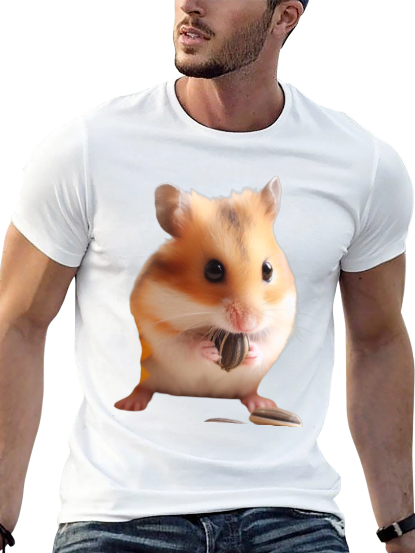 Hamster Seed Graphic T-Shirt Mens Black Tee