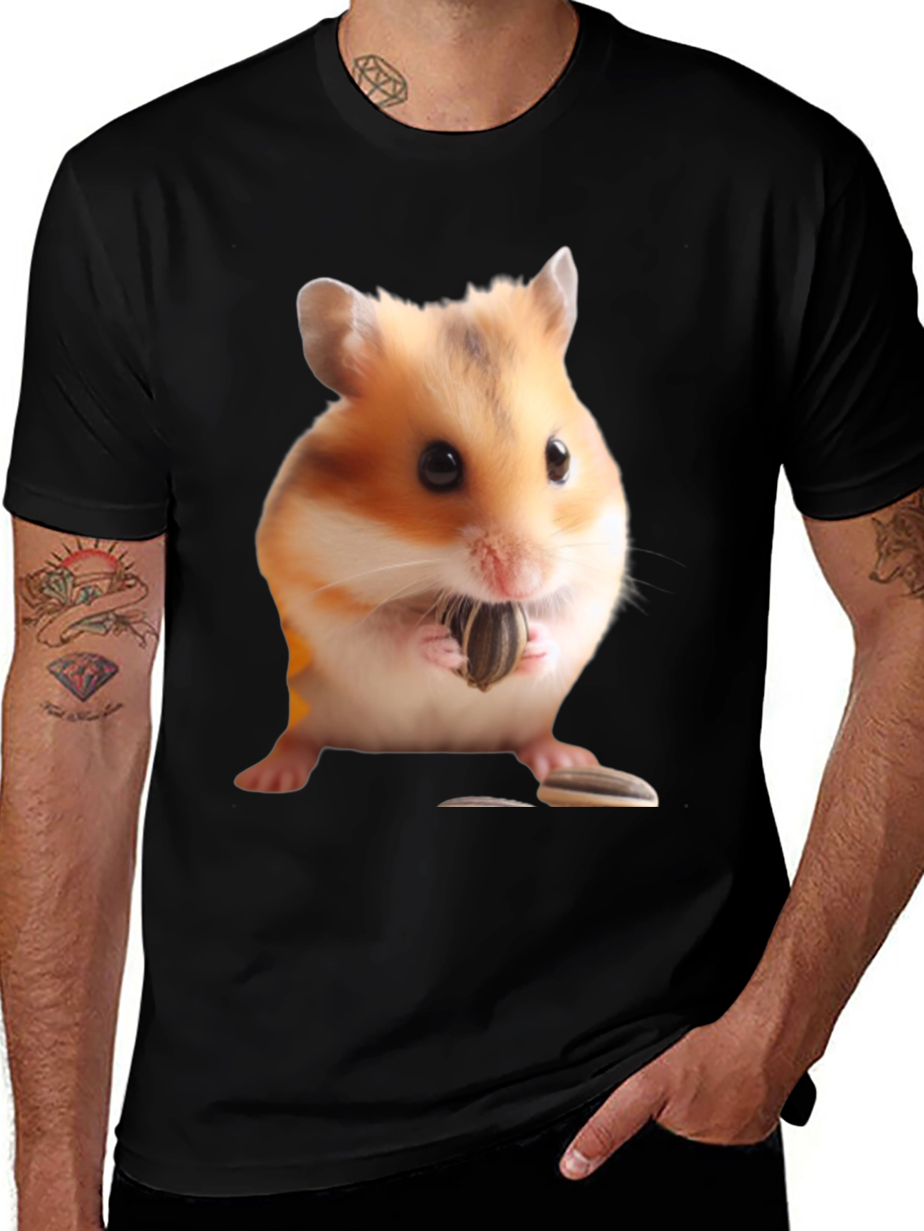 Hamster Seed Graphic T-Shirt Mens Black Tee