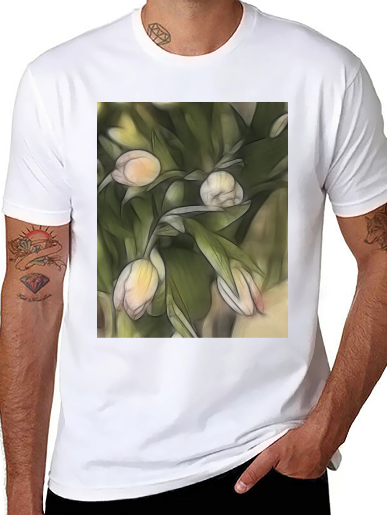 Floral Sketch T-Shirt: Artistic Casual Wear